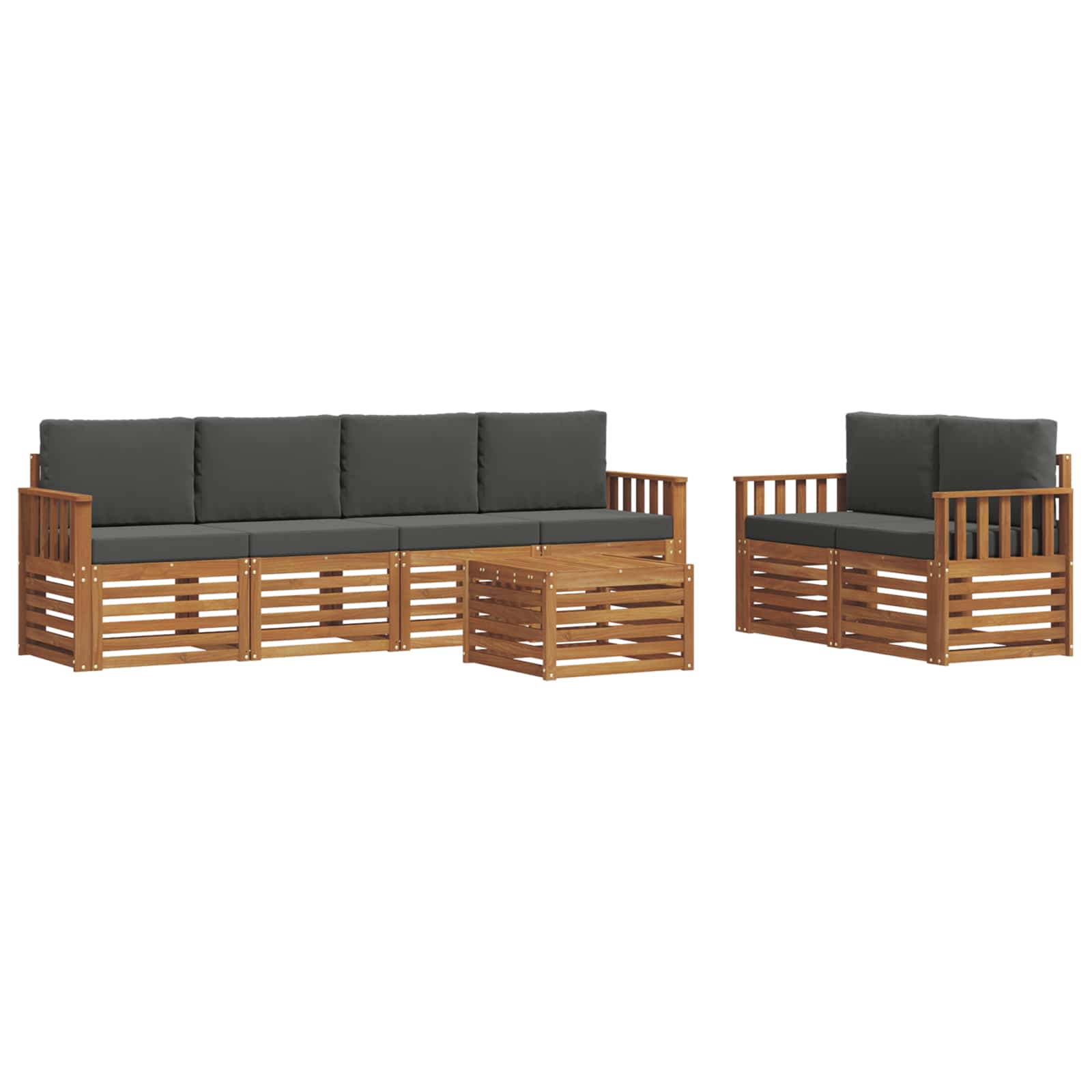 Outdoor Sofa Set 7 pcs Natural and Anthracite Solid Acacia Wood