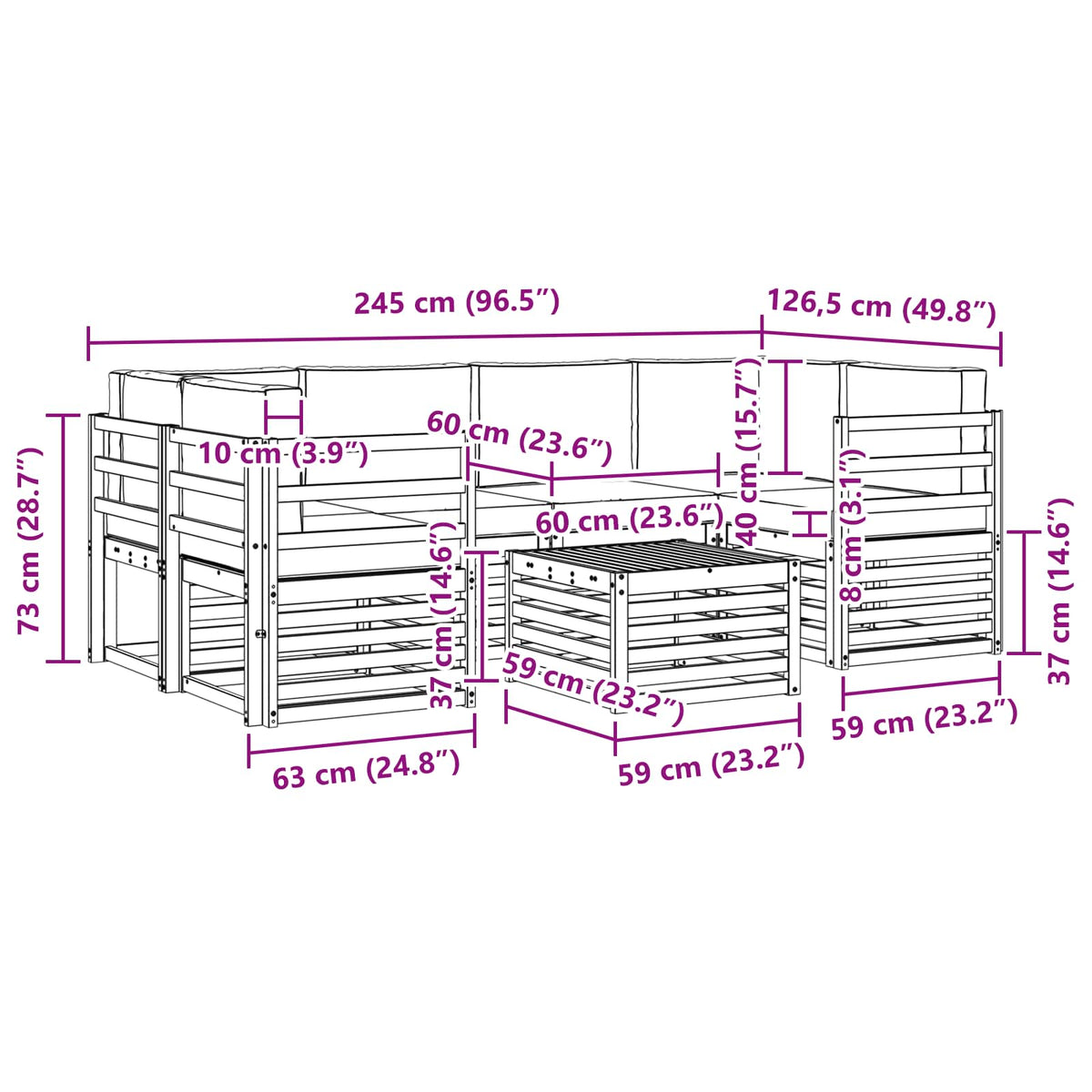 Outdoor Sofa Set 7 pcs Natural and Anthracite Solid Acacia Wood