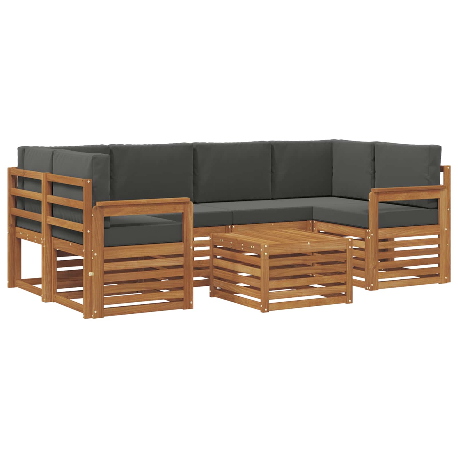 Outdoor Sofa Set 7 pcs Natural and Anthracite Solid Acacia Wood