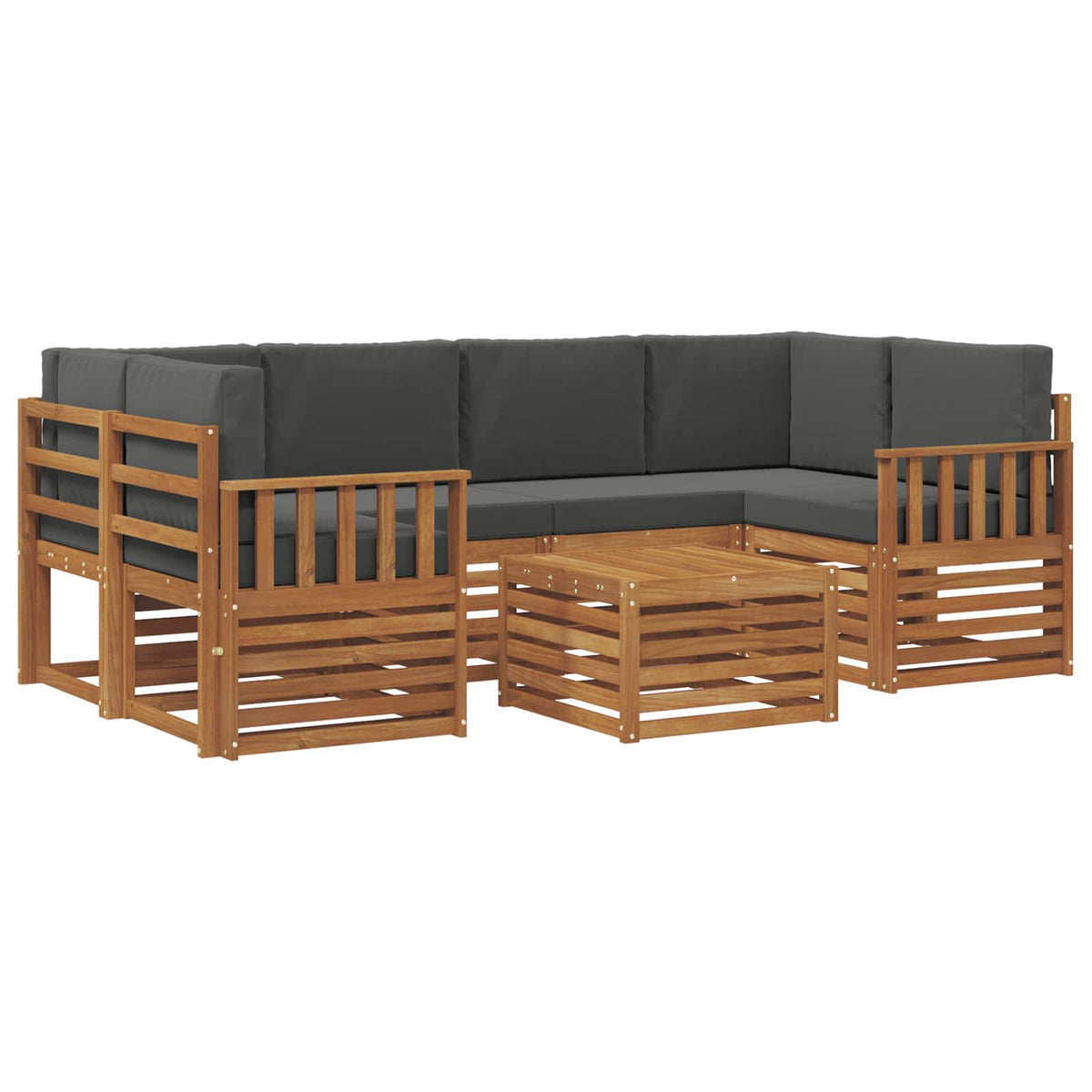 Outdoor Sofa Set 7 pcs Natural and Anthracite Solid Acacia Wood