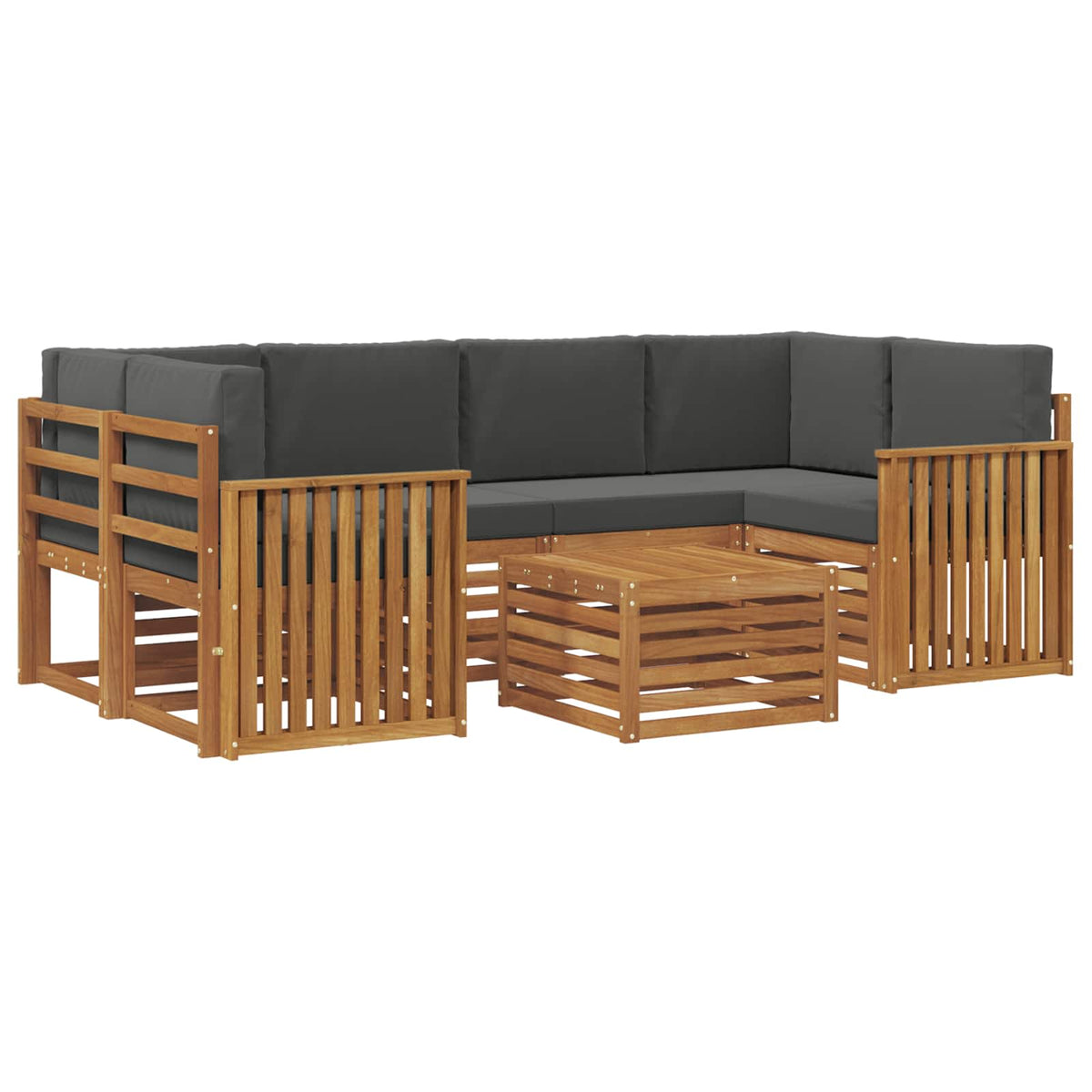 Outdoor Sofa Set 7 pcs Natural and Anthracite Solid Acacia Wood