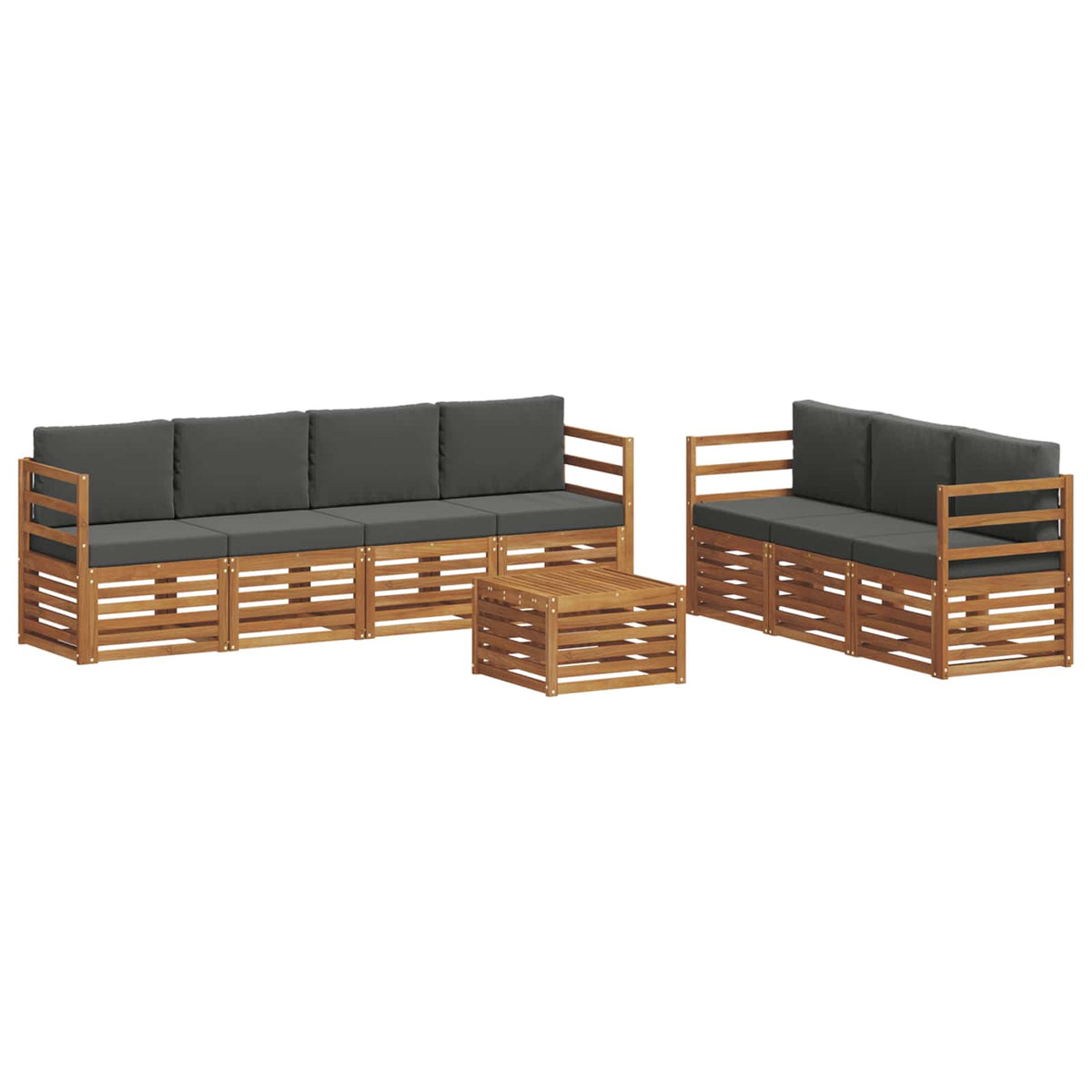 Sofa Sets 8 pcs Natural and Anthracite Solid Acacia Wood