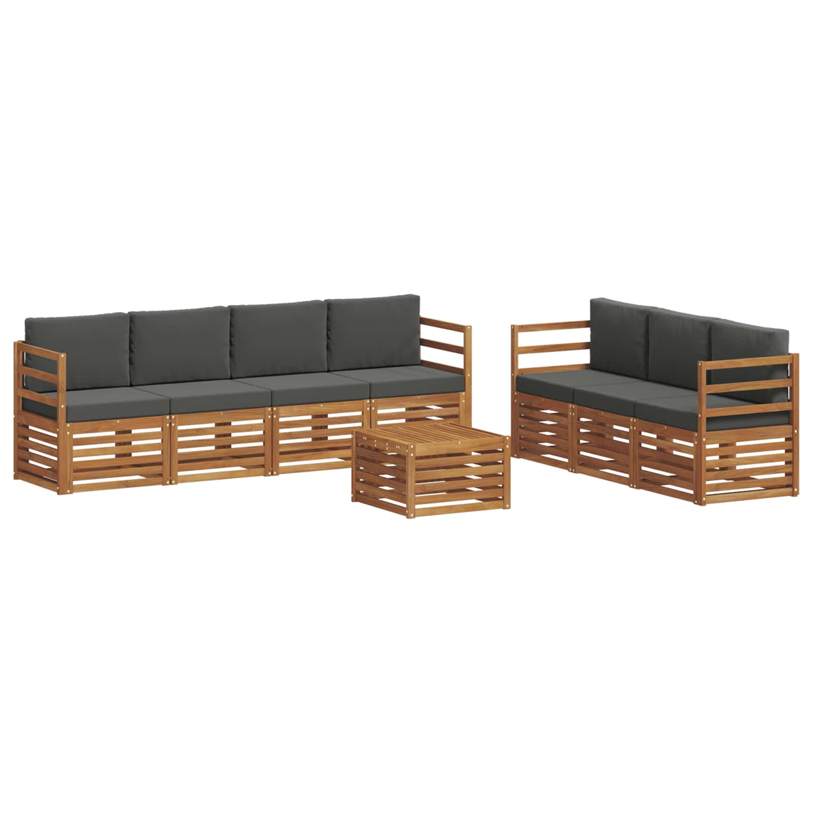 Sofa Sets 8 pcs Natural and Anthracite Solid Acacia Wood