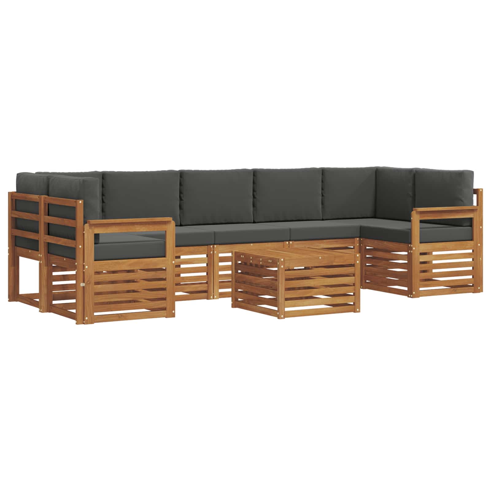 Outdoor Sofa Set 8 pcs Natural and Anthracite Solid Acacia Wood