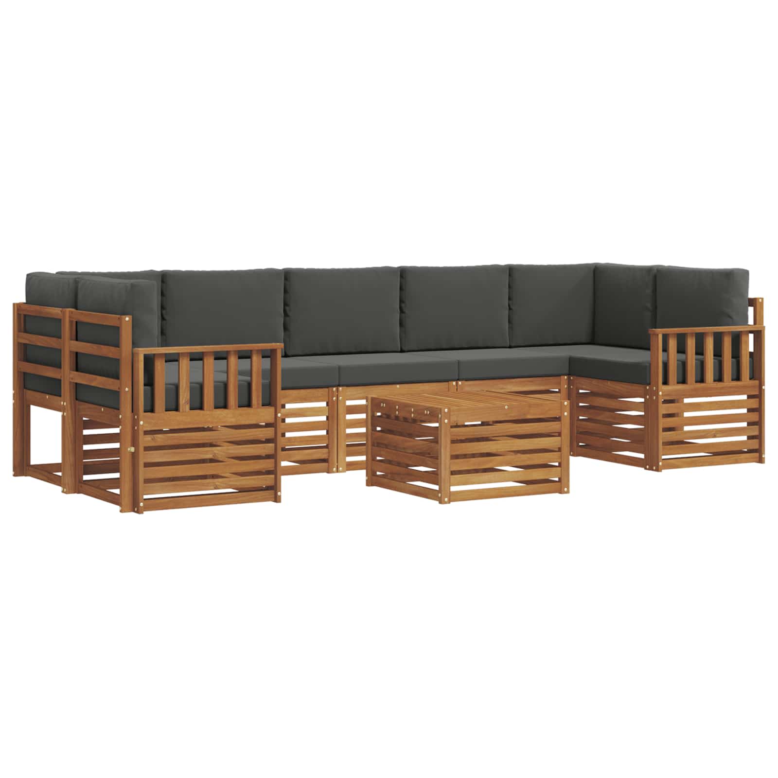 Outdoor Sofa Set 8 pcs Natural and Anthracite Solid Acacia Wood