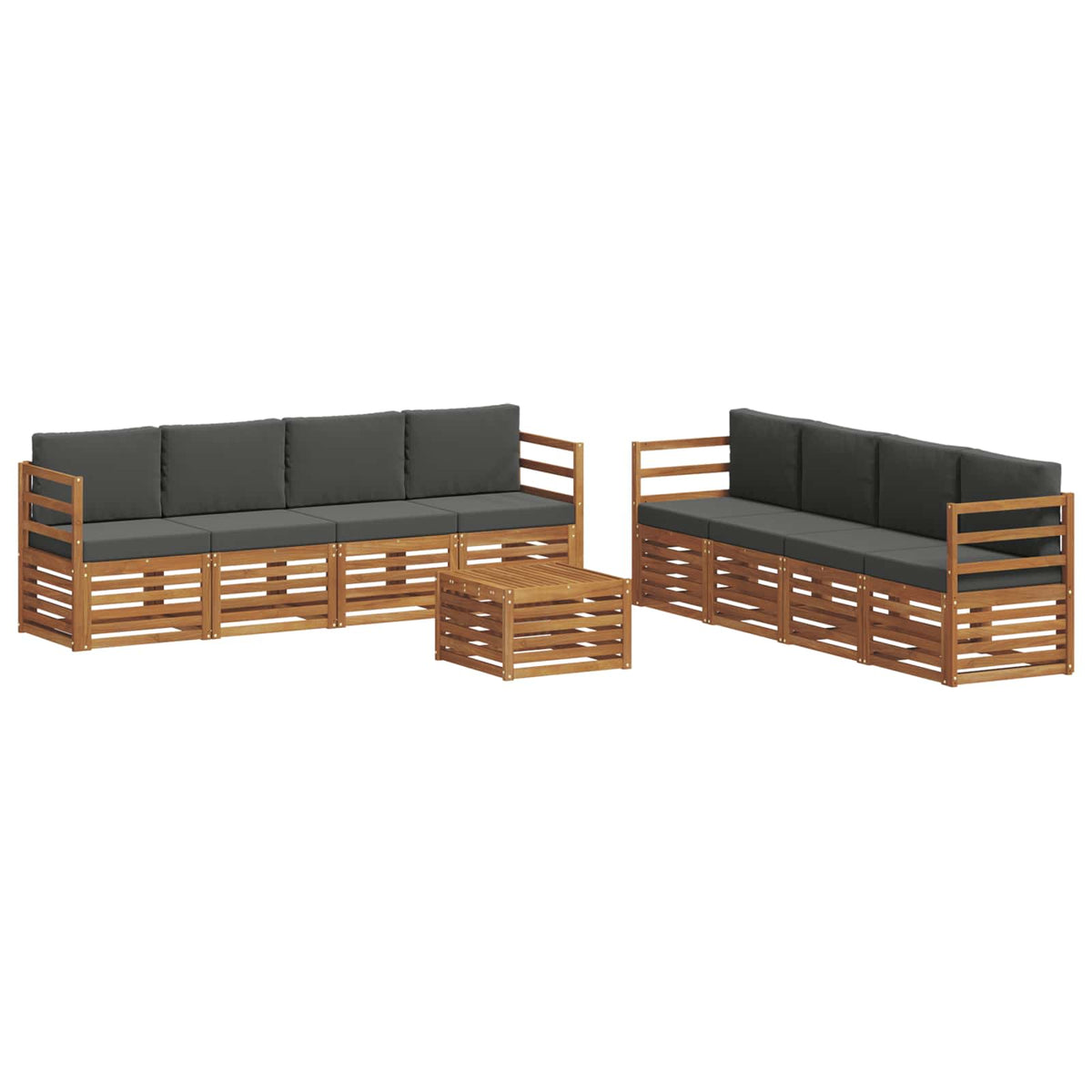 Sofa Sets 9 pcs Natural and Anthracite Solid Acacia Wood