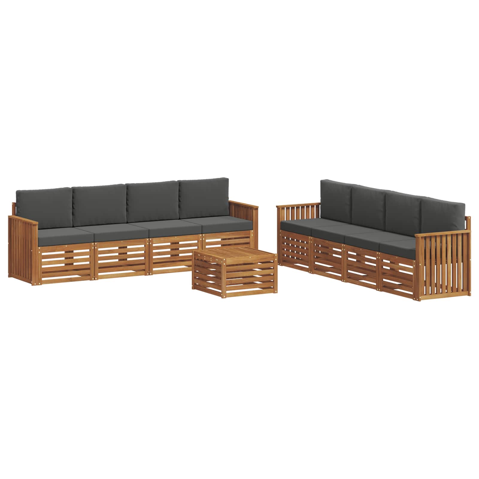 Sofa Sets 9 pcs Natural and Anthracite Solid Acacia Wood