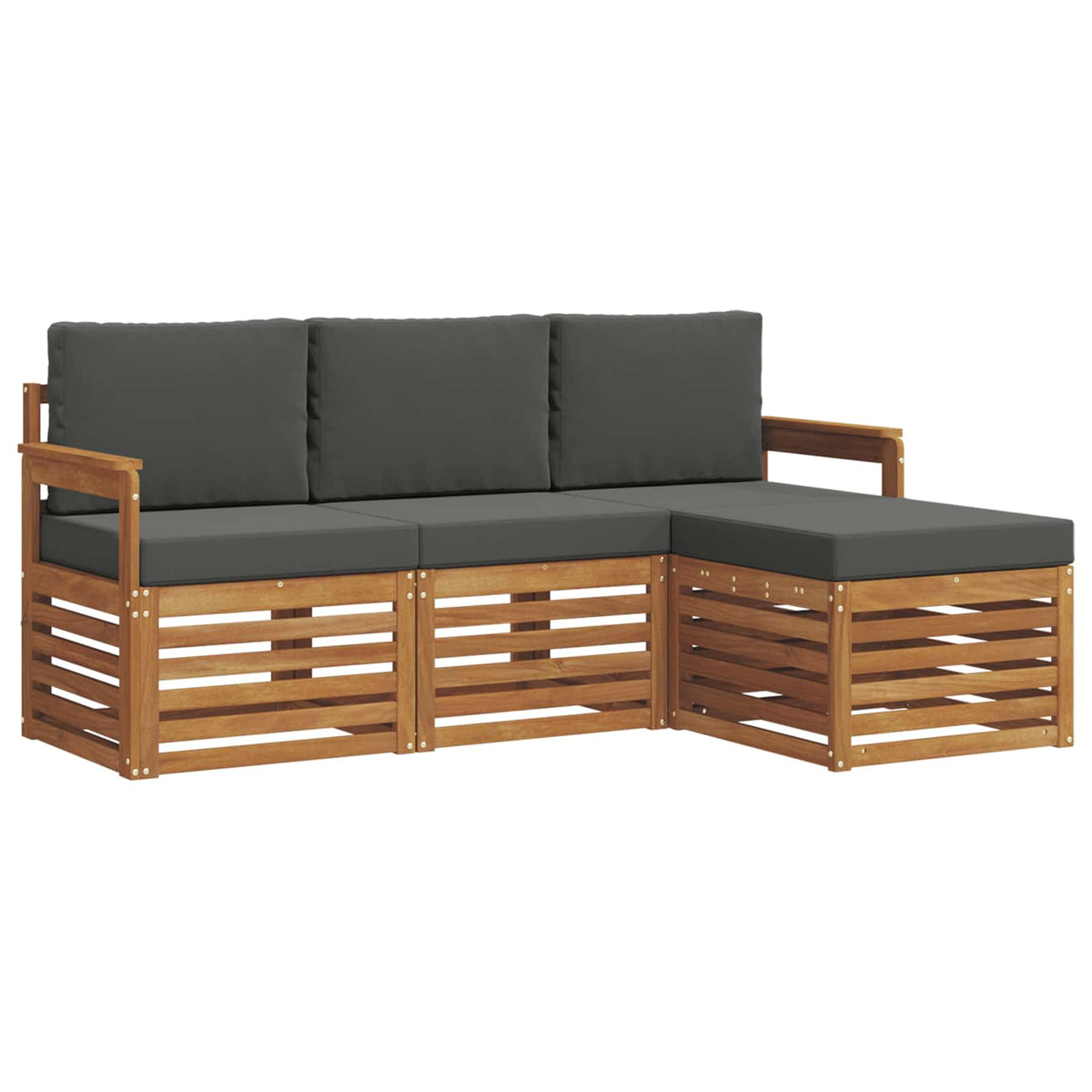 Outdoor Sofa Set with Cushion 4 pcs Natural and Anthracite