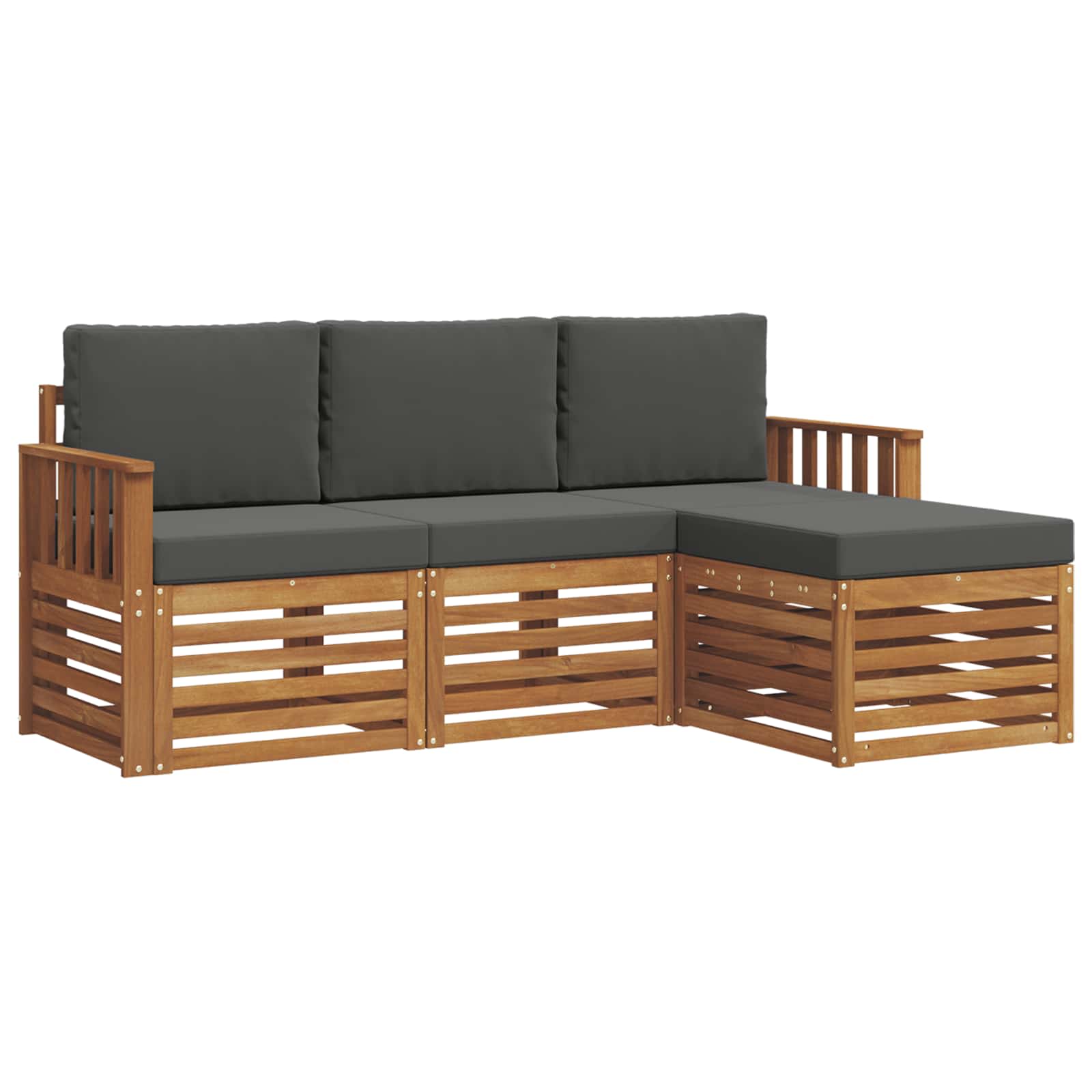 Outdoor Sofa Set with Cushion 4 pcs Natural and Anthracite