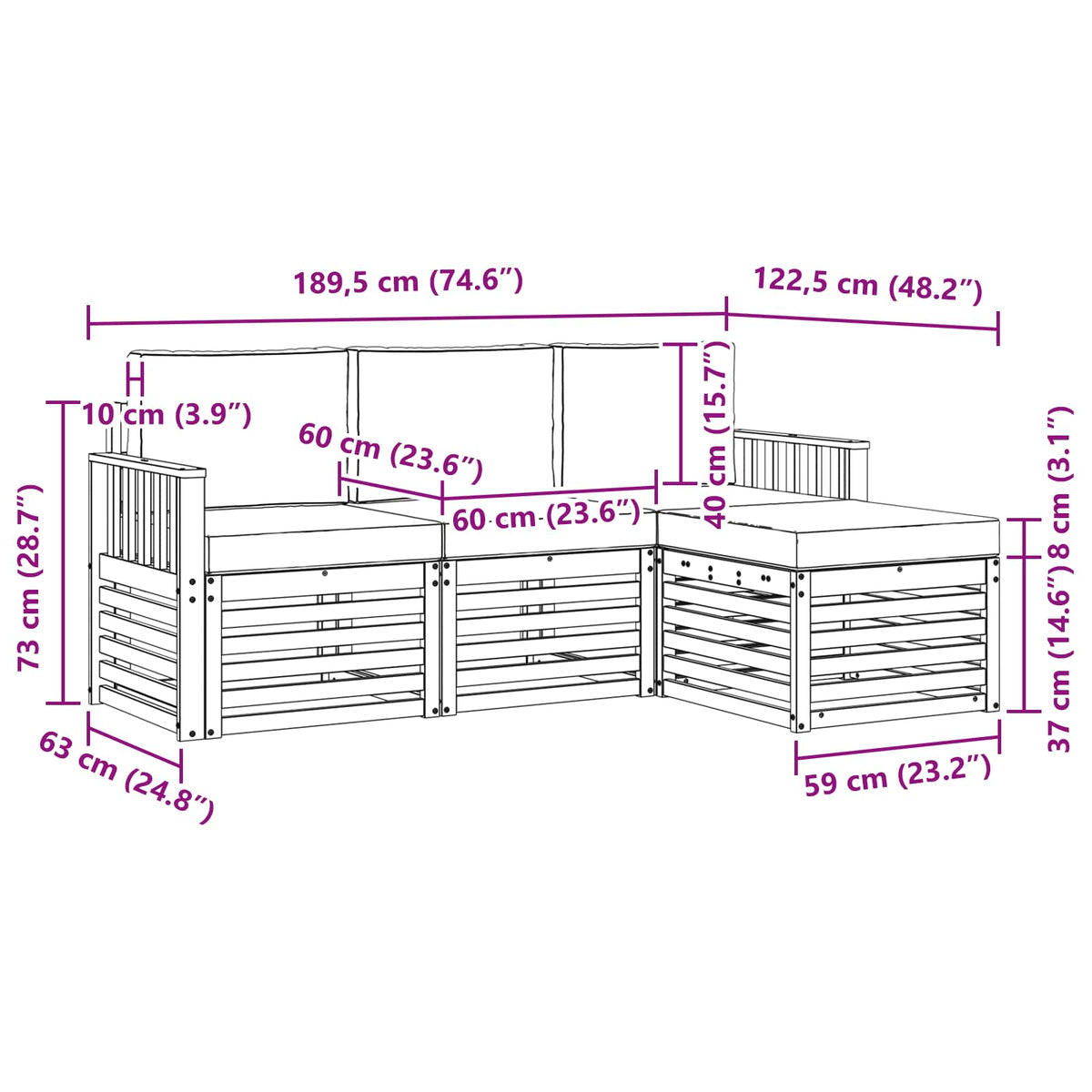 Outdoor Sofa Set with Cushion 4 pcs Natural and Anthracite