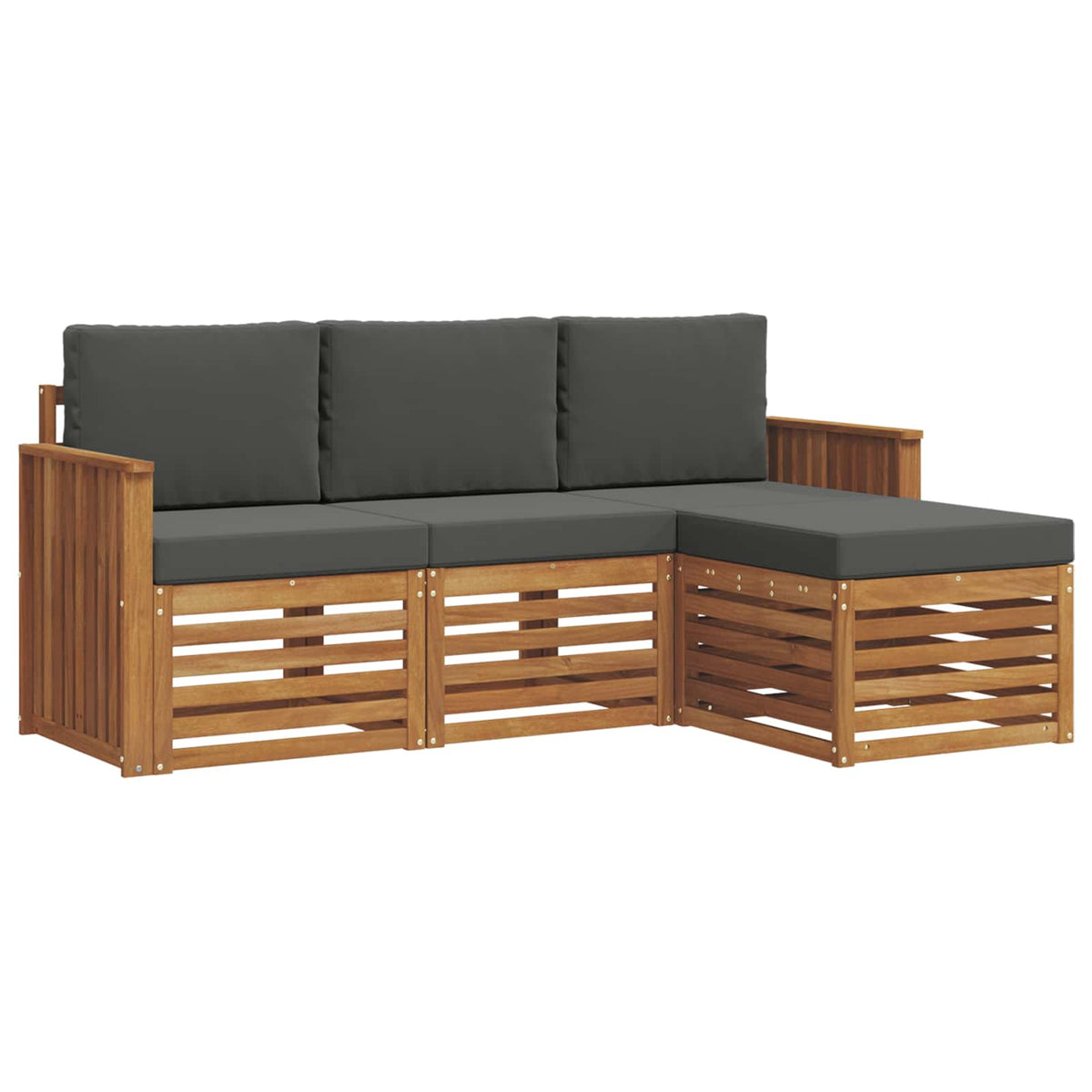 Outdoor Sofa Set with Cushion 4 pcs Natural and Anthracite