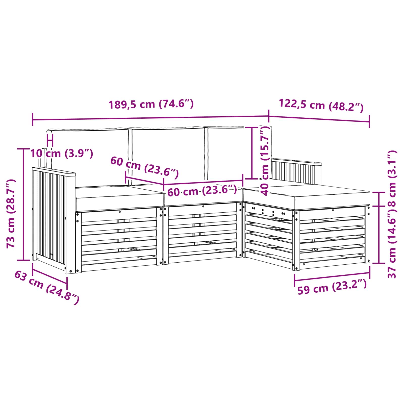 Outdoor Sofa Set with Cushion 4 pcs Natural and Anthracite