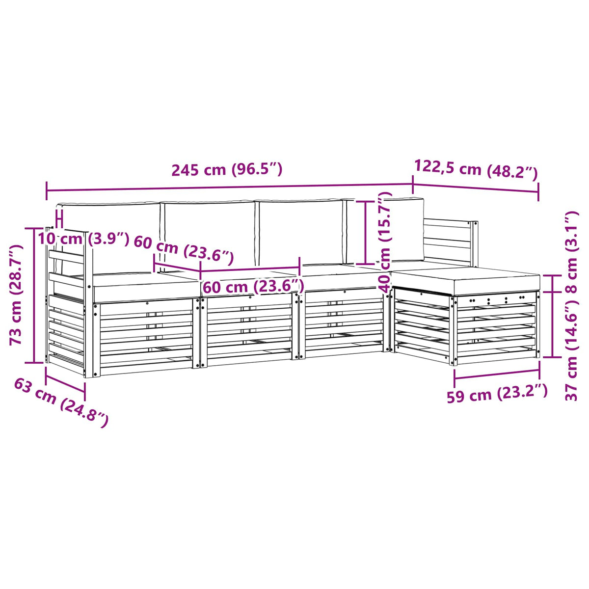 Outdoor Sofa Set with Cushion 5 pcs Natural and Anthracite