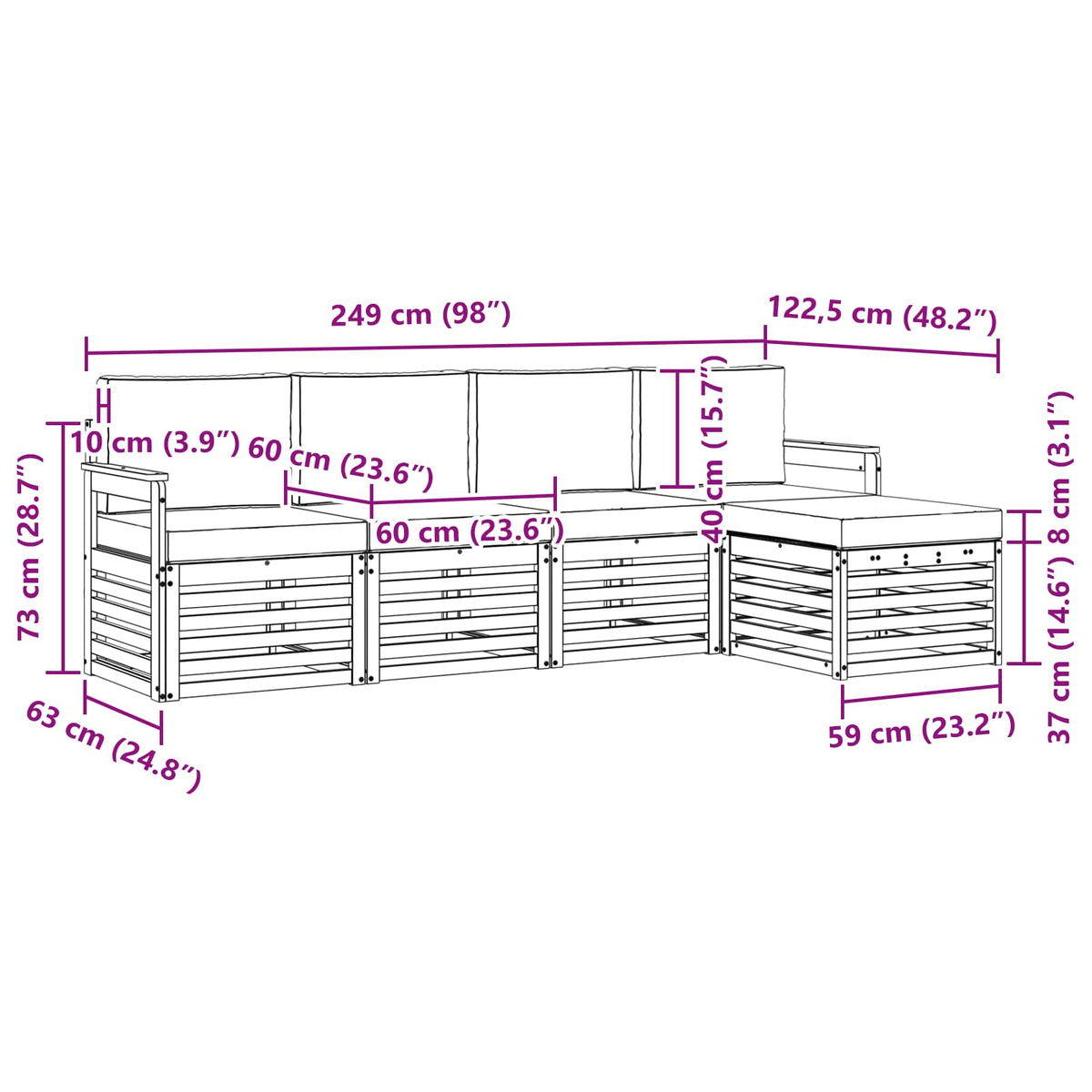 Outdoor Sofa Set with Cushion 5 pcs Natural and Anthracite