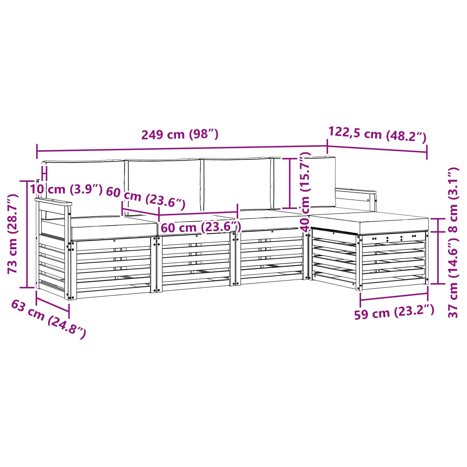 Outdoor Sofa Set with Cushion 5 pcs Natural and Anthracite