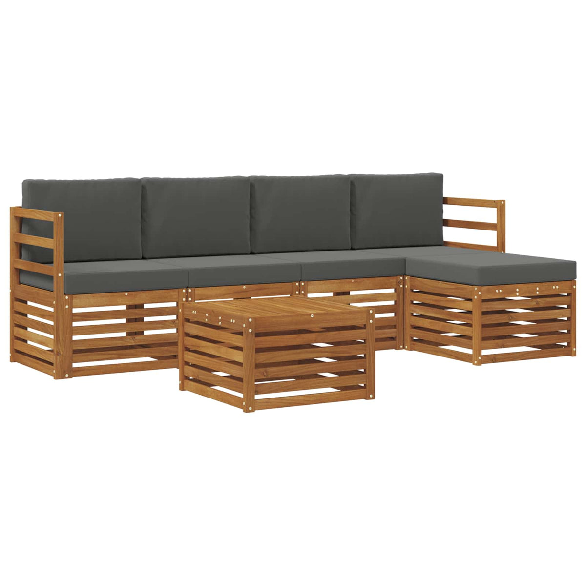 Outdoor Sofa Set with Cushion 6 pcs Natural and Anthracite