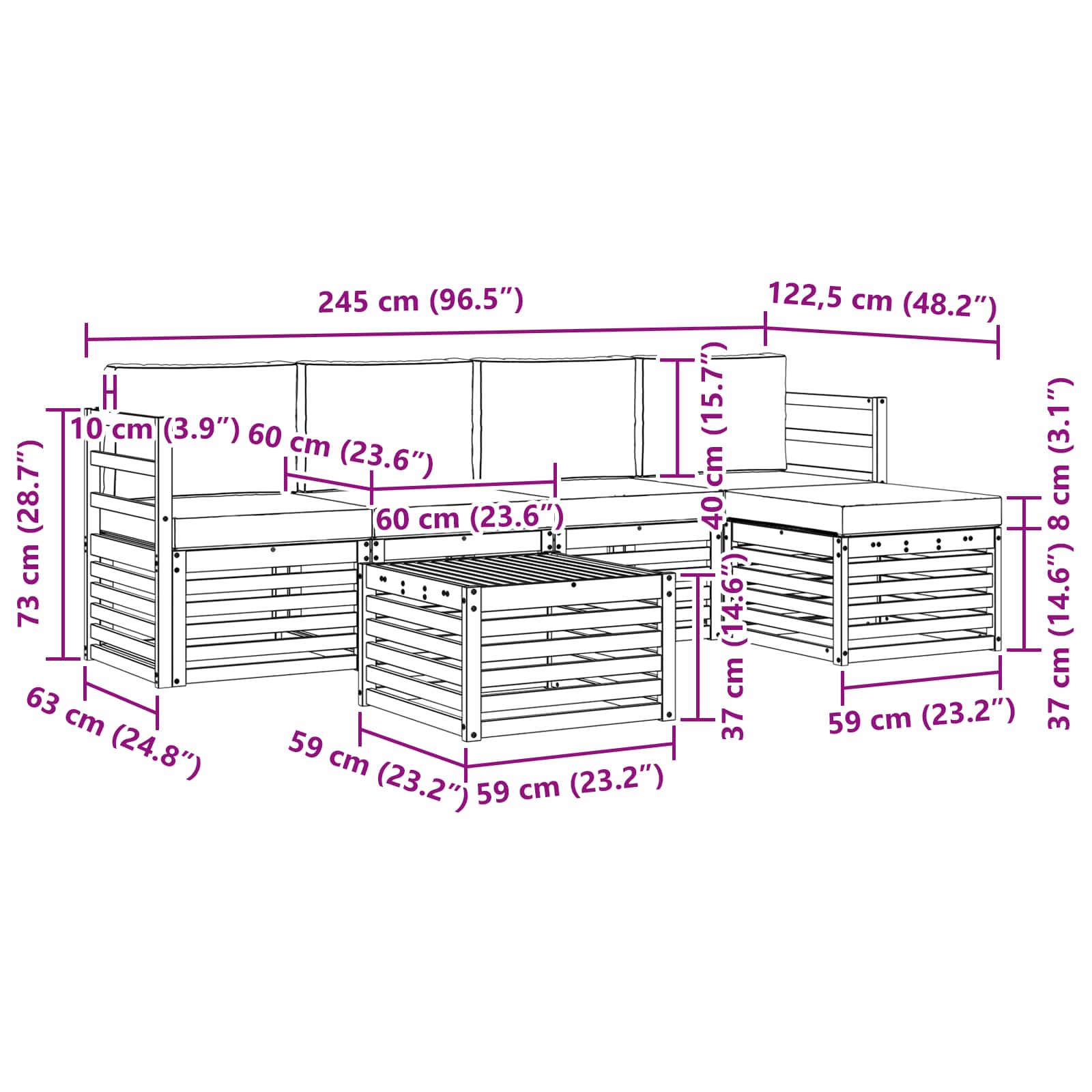 Outdoor Sofa Set with Cushion 6 pcs Natural and Anthracite