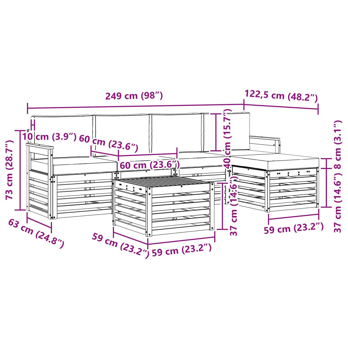 Outdoor Sofa Set with Cushion 6 pcs Natural and Anthracite