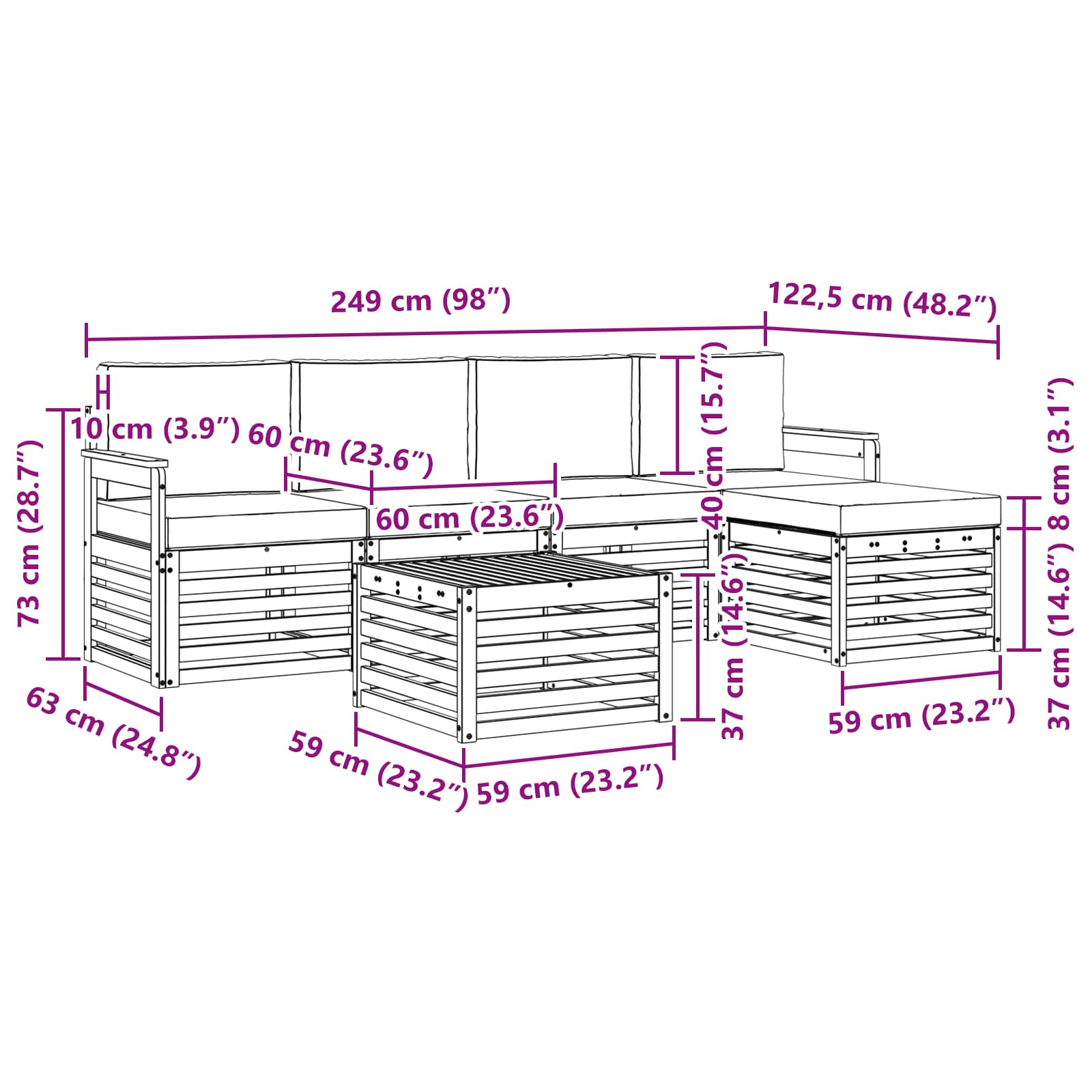 Outdoor Sofa Set with Cushion 6 pcs Natural and Anthracite