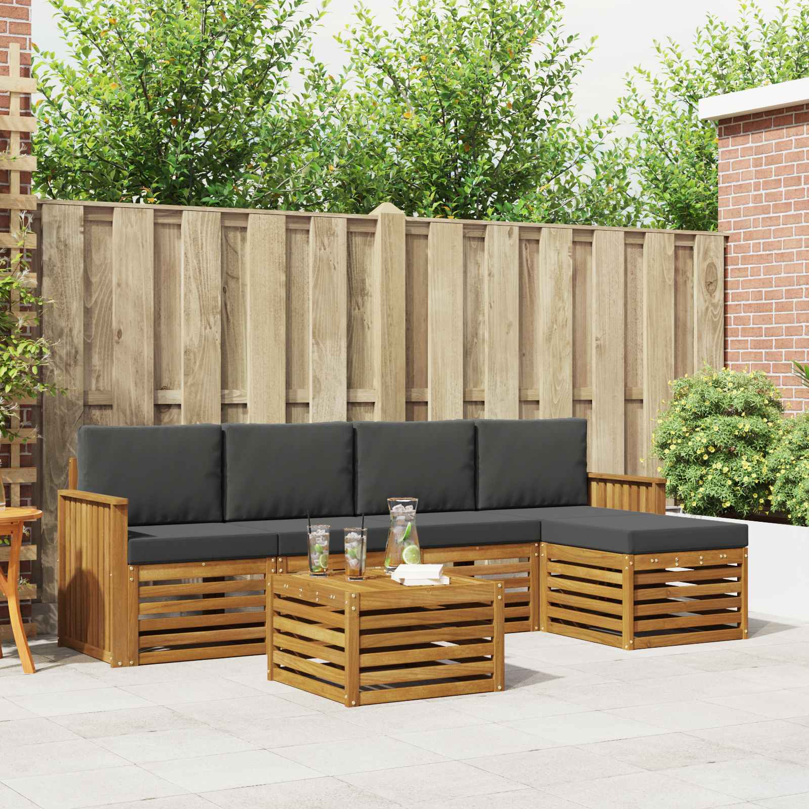 Outdoor Sofa Set with Cushion 6 pcs Natural and Anthracite