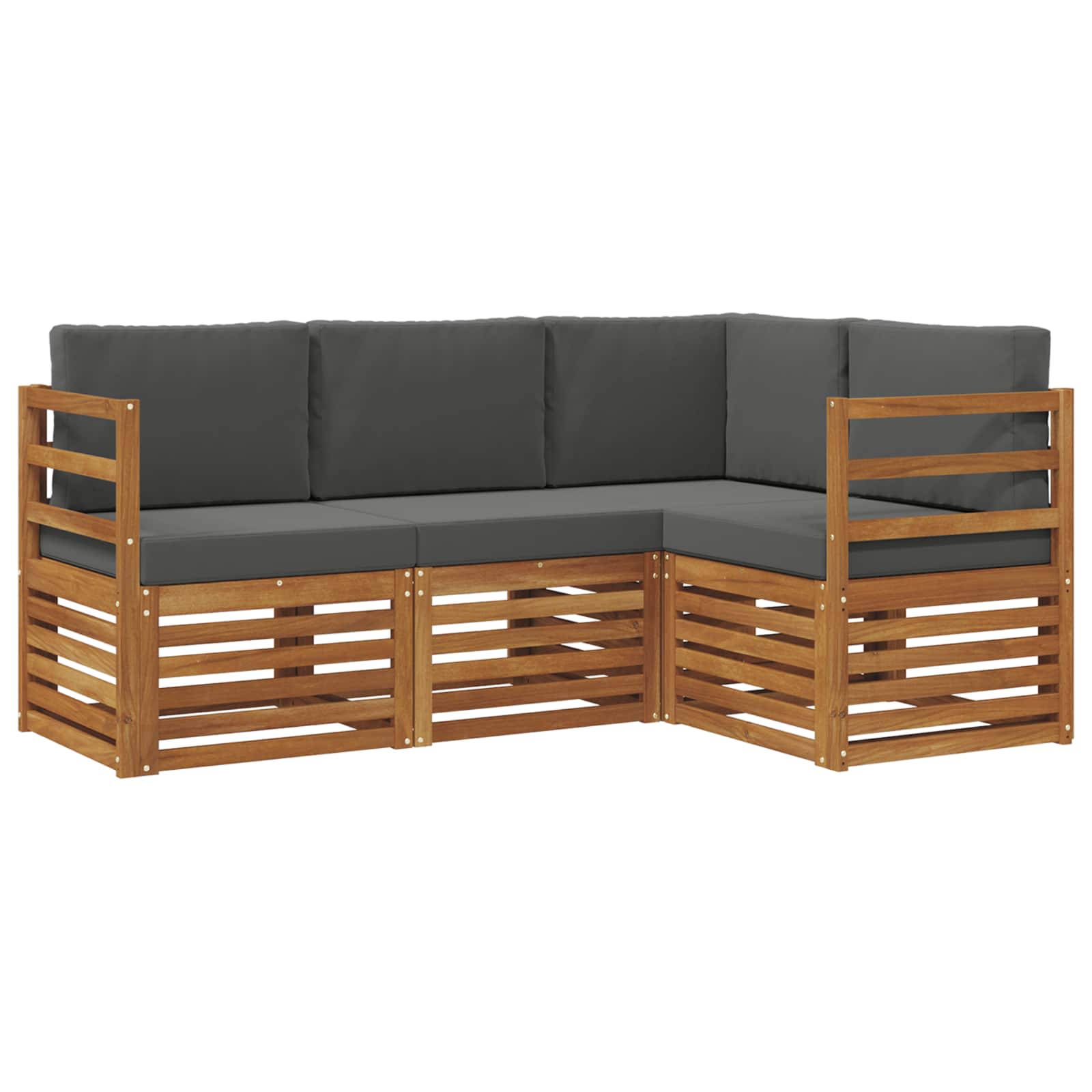 Sofa Sets 4 pcs Natural and Anthracite Solid Acacia Wood