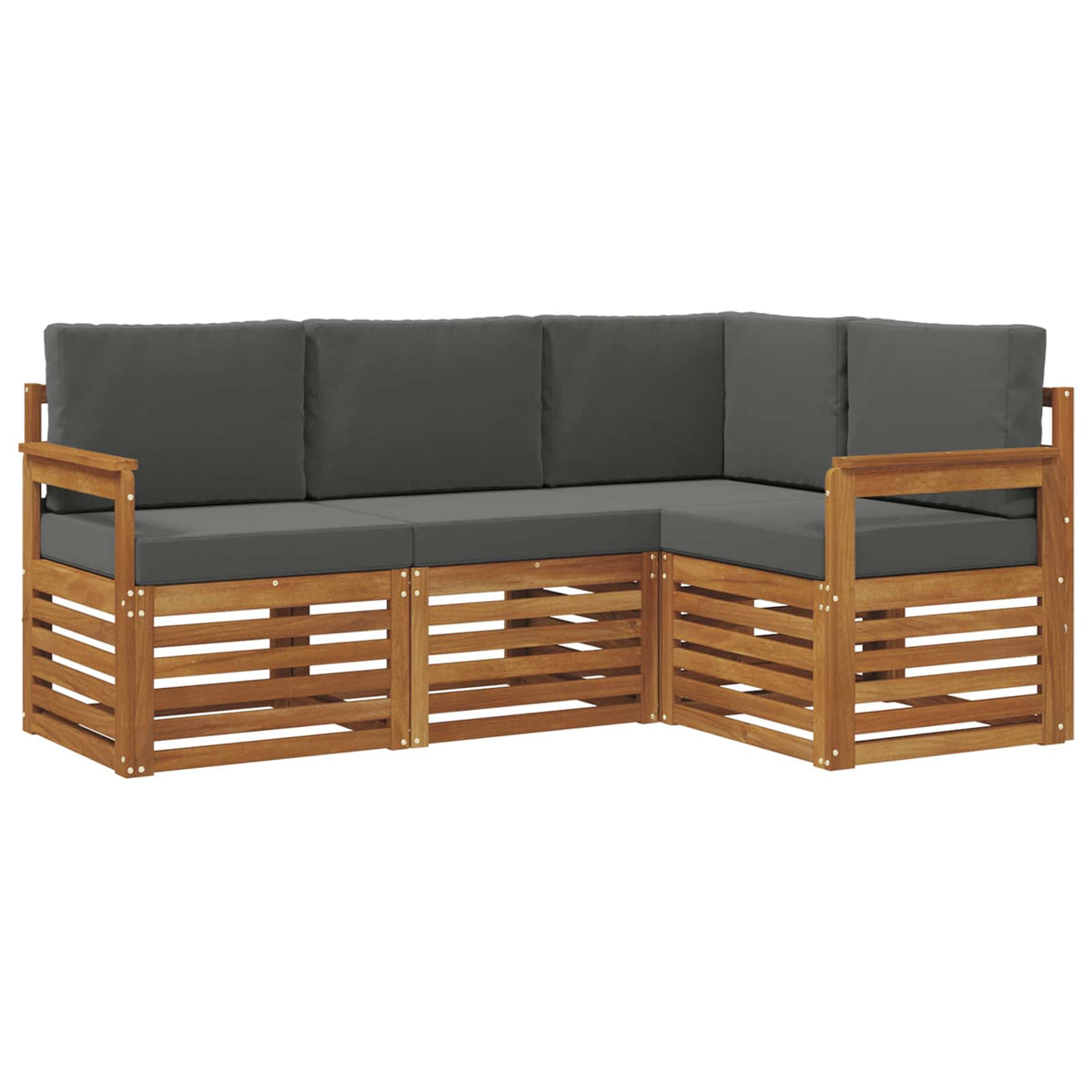 Sofa Sets 4 pcs Natural and Anthracite Solid Acacia Wood