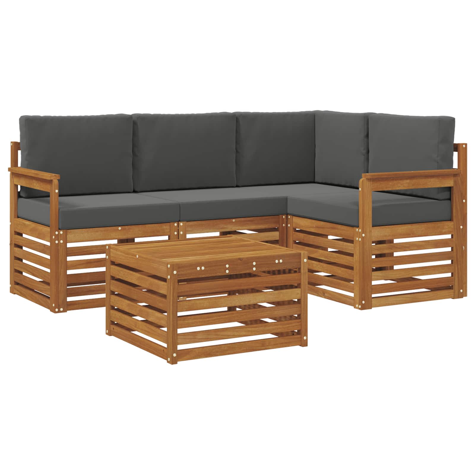 Outdoor Sofa Set with Cushion 5 pcs Natural and Anthracite