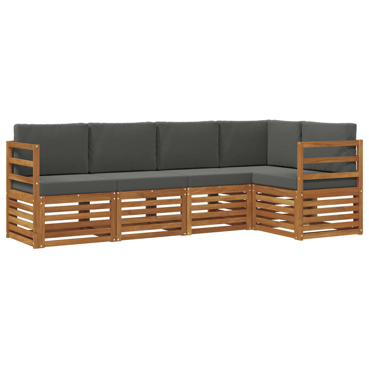 Sectional Sofa Set with Cushion 5 pcs Natural and Anthracite