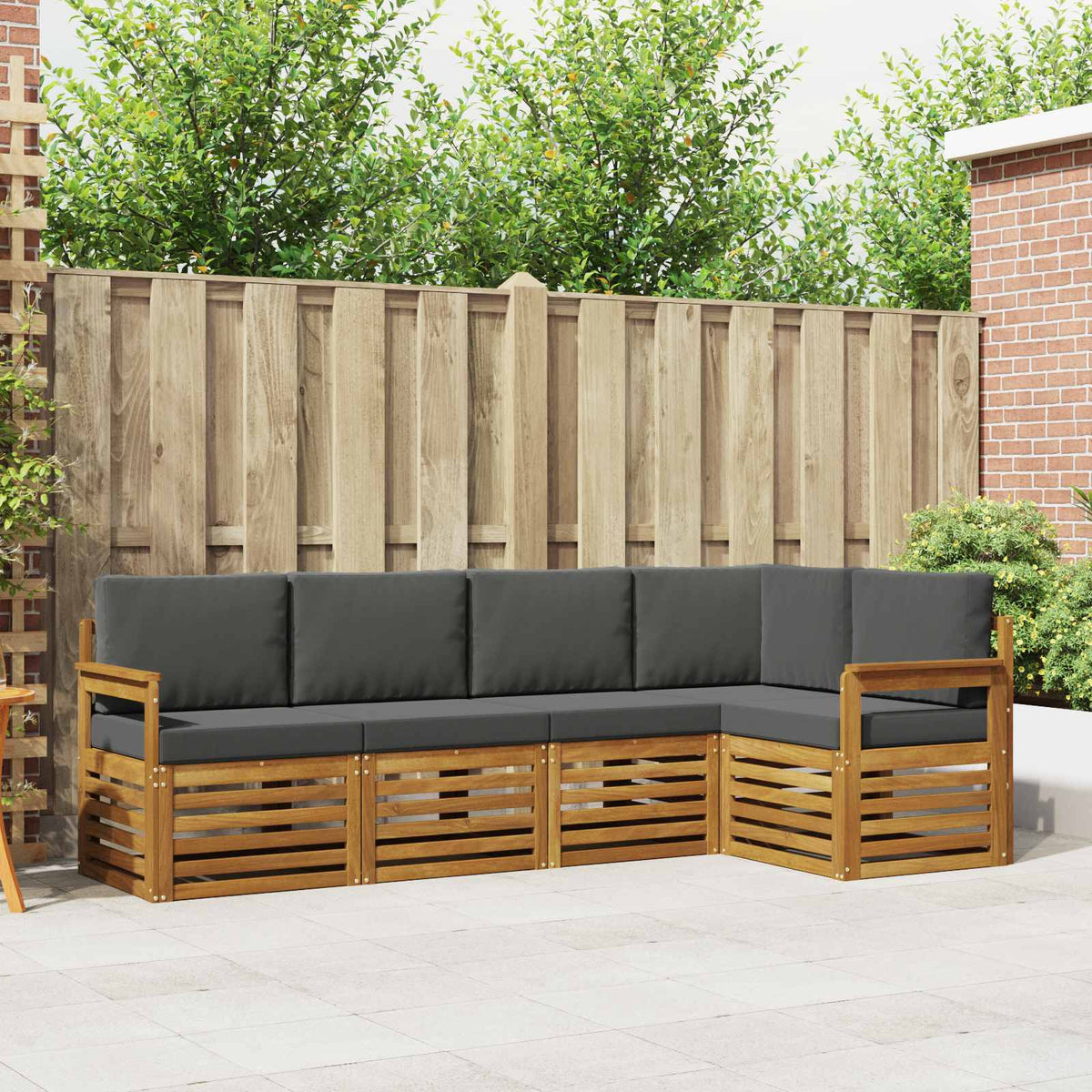 Sectional Sofa Set with Cushion 5 pcs Natural and Anthracite
