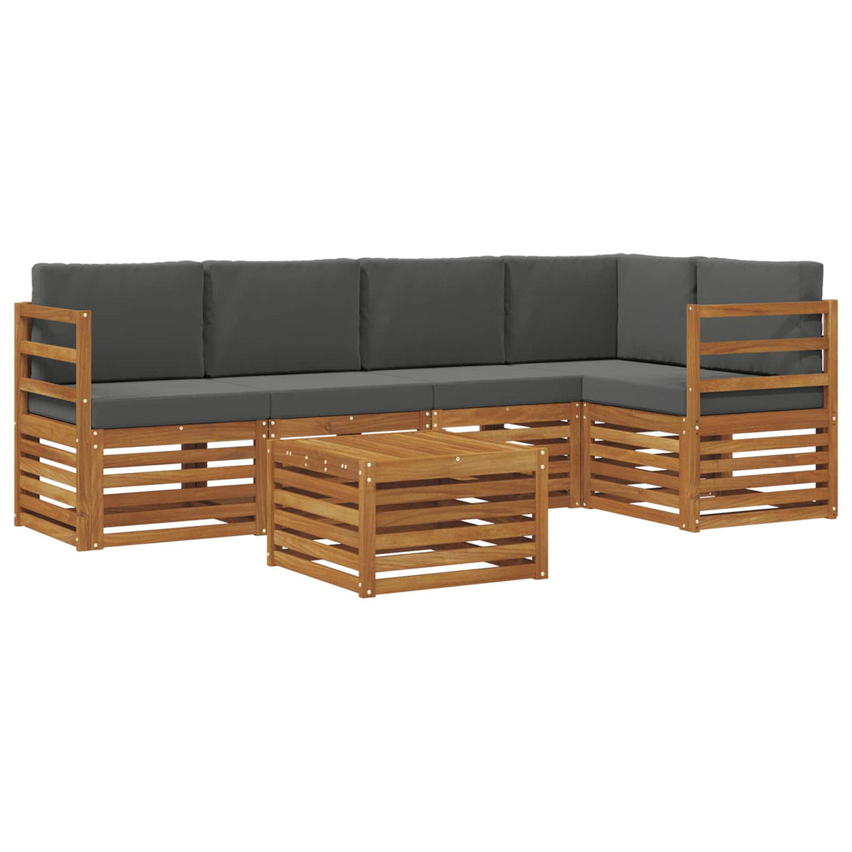 Sectional Sofa Set with Cushion 6 pcs Natural and Anthracite