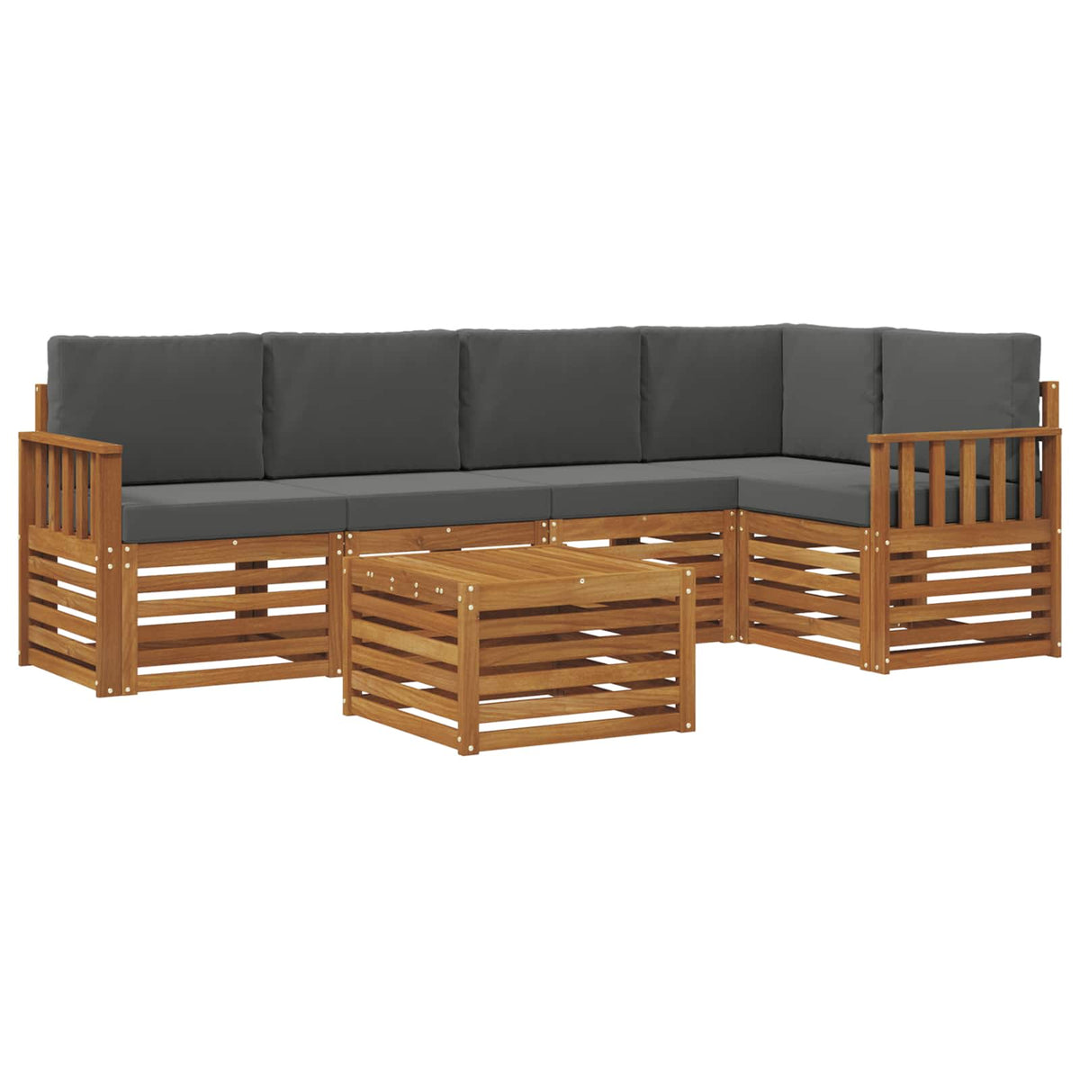 Sectional Sofa Set with Cushion 6 pcs Natural and Anthracite