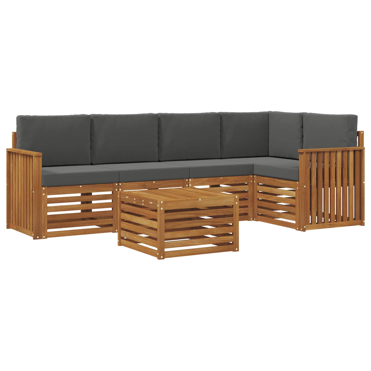 Sectional Sofa Set with Cushion 6 pcs Natural and Anthracite