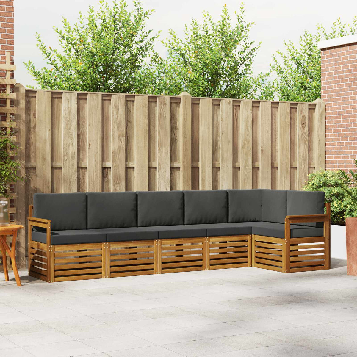 Sectional Sofa Set with Cushion 6 pcs Natural and Anthracite