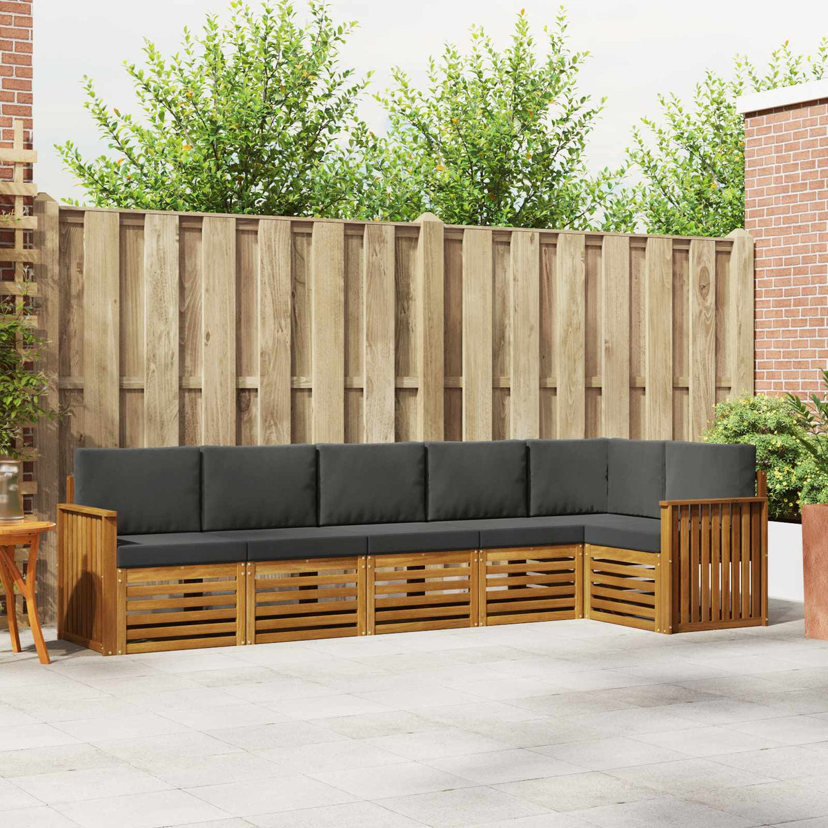 Sectional Sofa Set with Cushion 6 pcs Natural and Anthracite