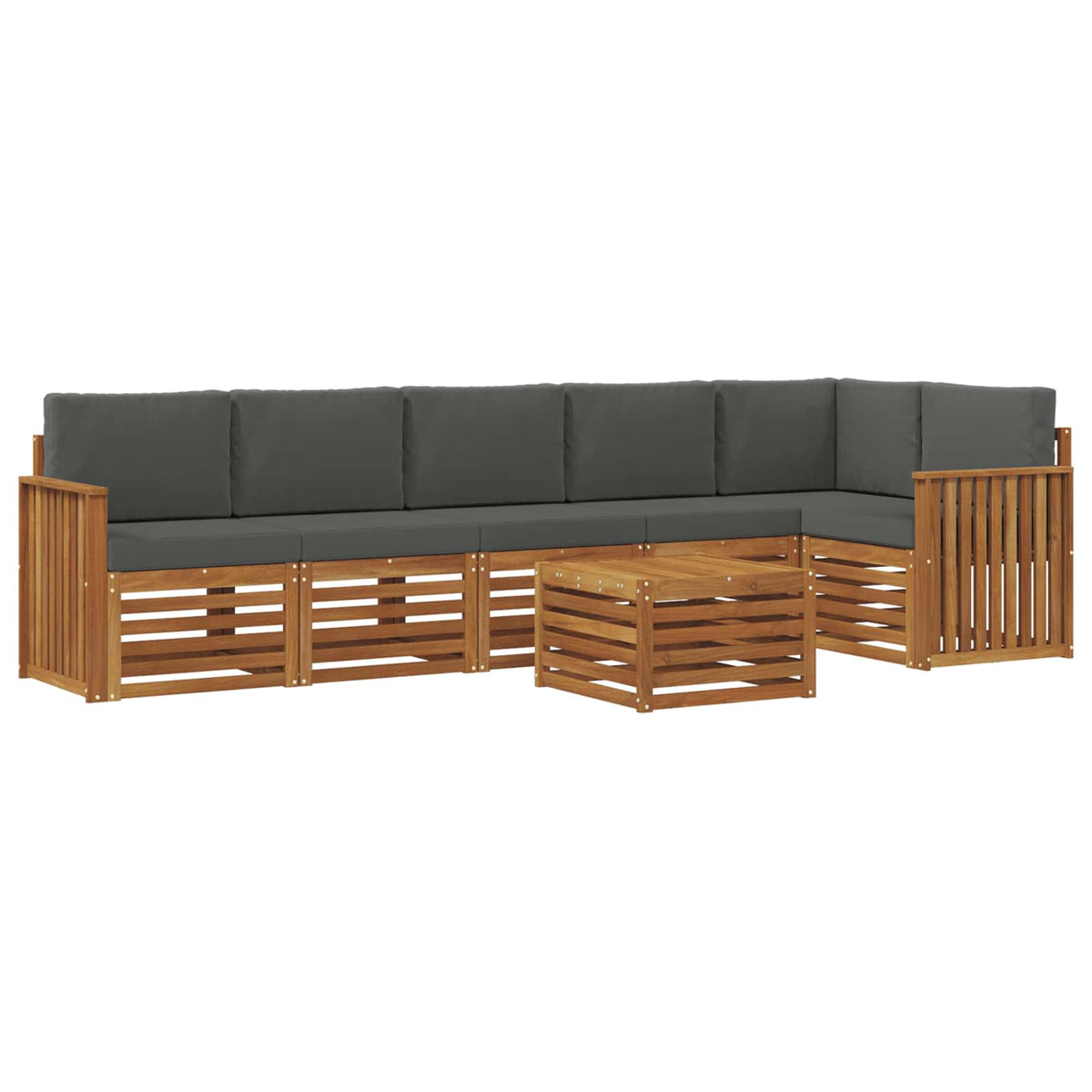 Sectional Sofa Set with Cushion 7 pcs Natural and Anthracite
