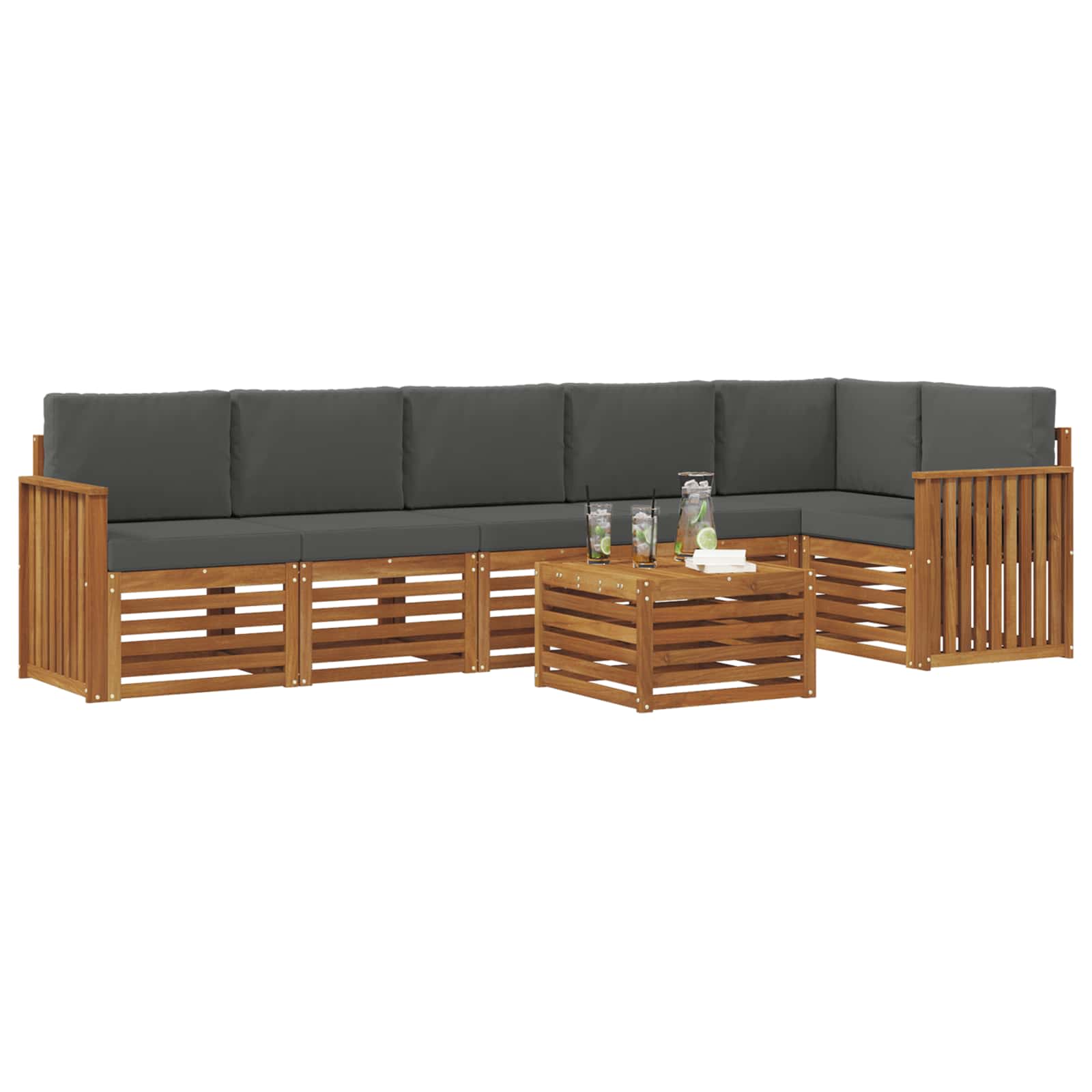 Sectional Sofa Set with Cushion 7 pcs Natural and Anthracite