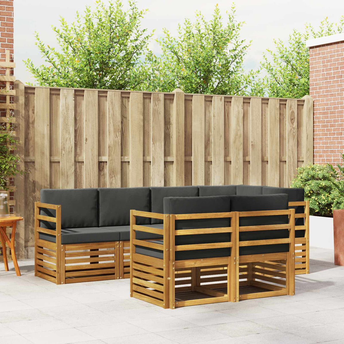 Sectional Sofa Set with Cushion 7 pcs Natural and Anthracite
