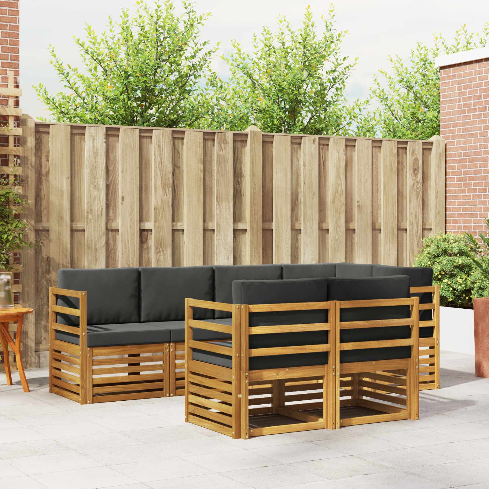 Sectional Sofa Set with Cushion 7 pcs Natural and Anthracite