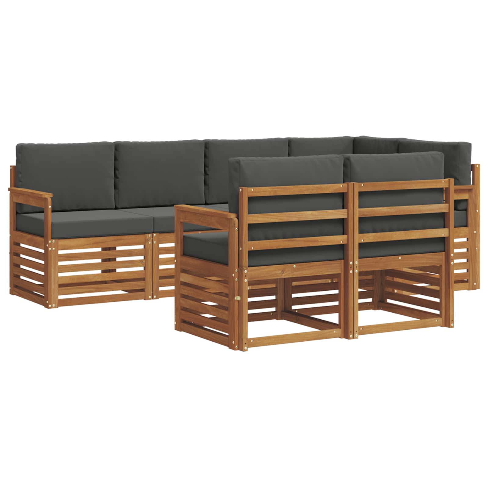 Sectional Sofa Set with Cushion 7 pcs Natural and Anthracite