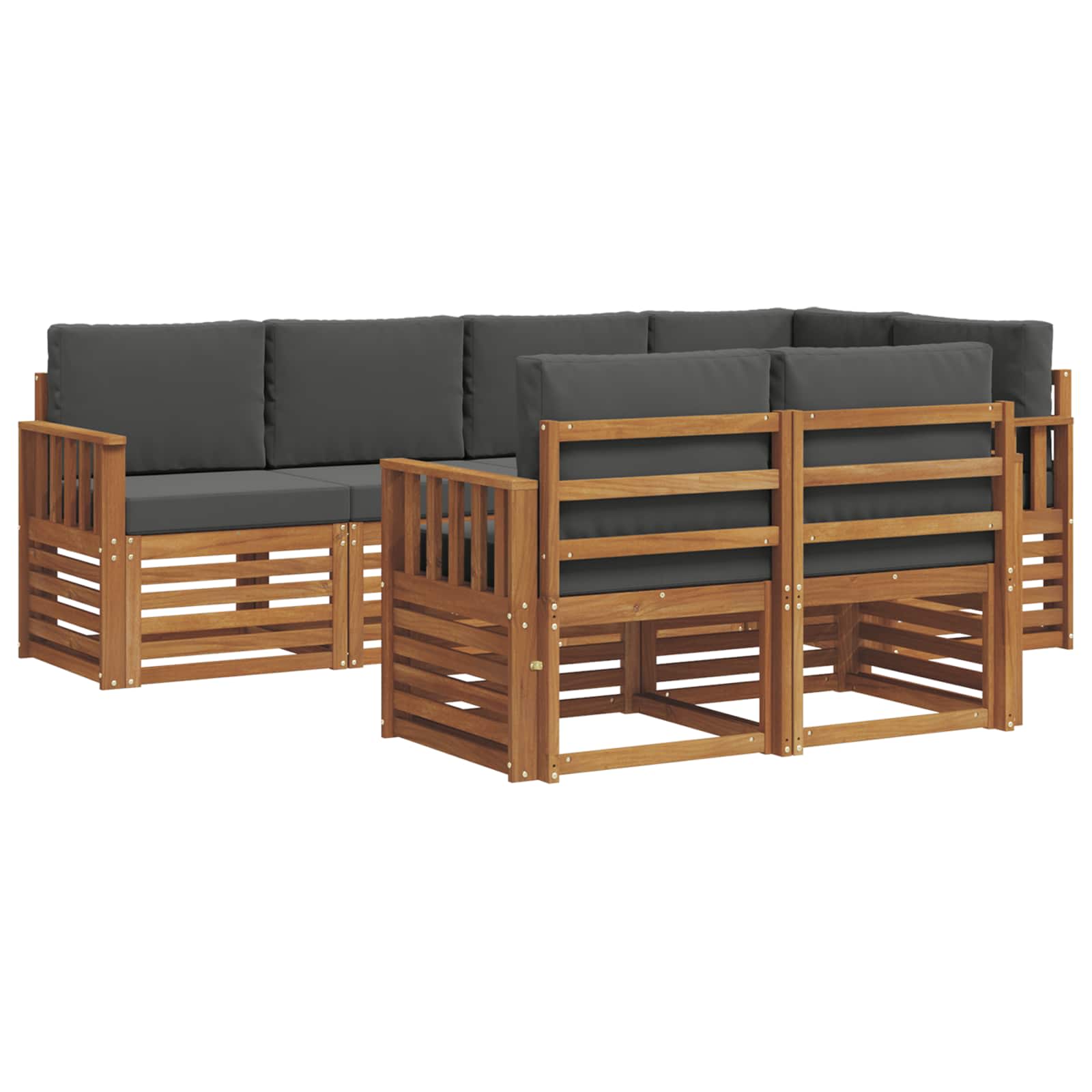 Sectional Sofa Set with Cushion 7 pcs Natural and Anthracite