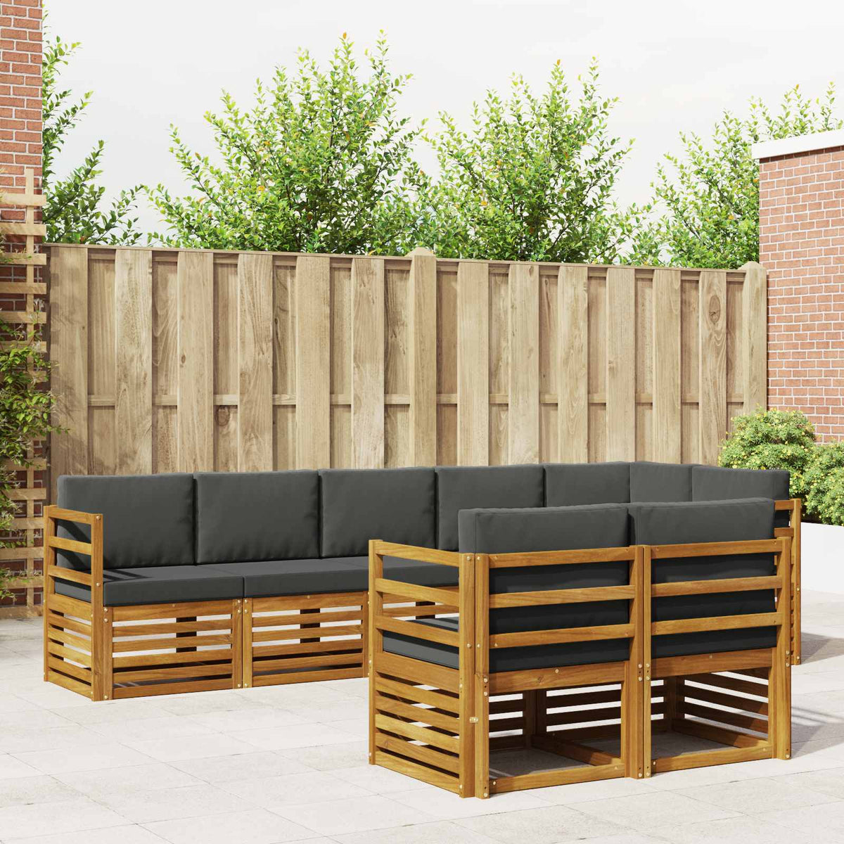 Sofa Sets 8 pcs Natural and Anthracite Solid Acacia Wood