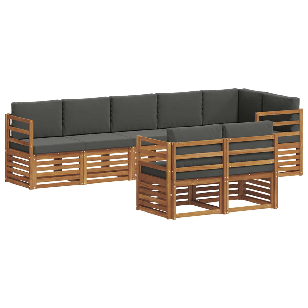 Sofa Sets 8 pcs Natural and Anthracite Solid Acacia Wood