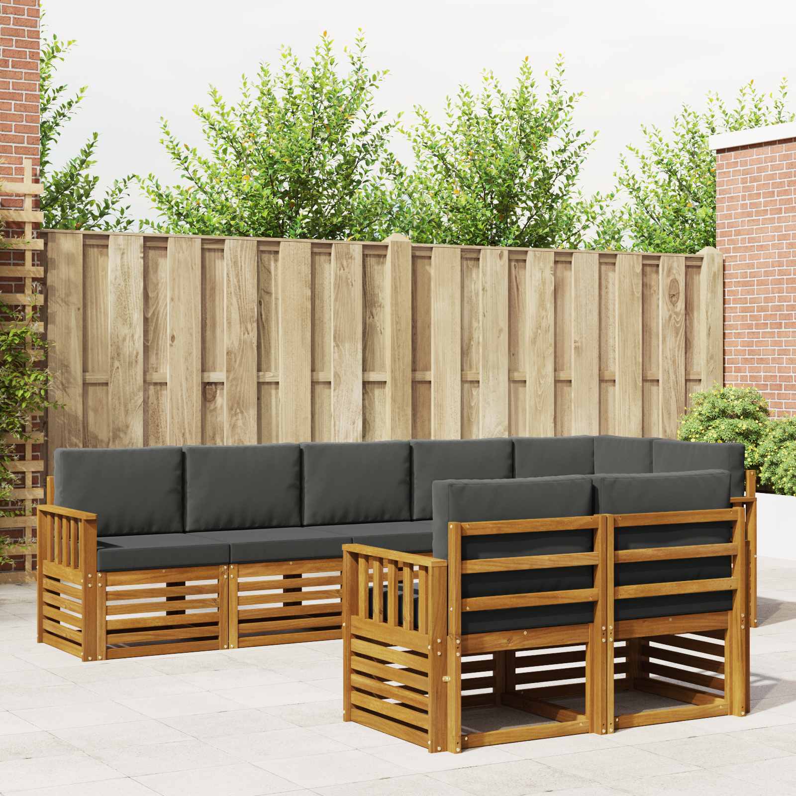 Sofa Sets 8 pcs Natural and Anthracite Solid Acacia Wood