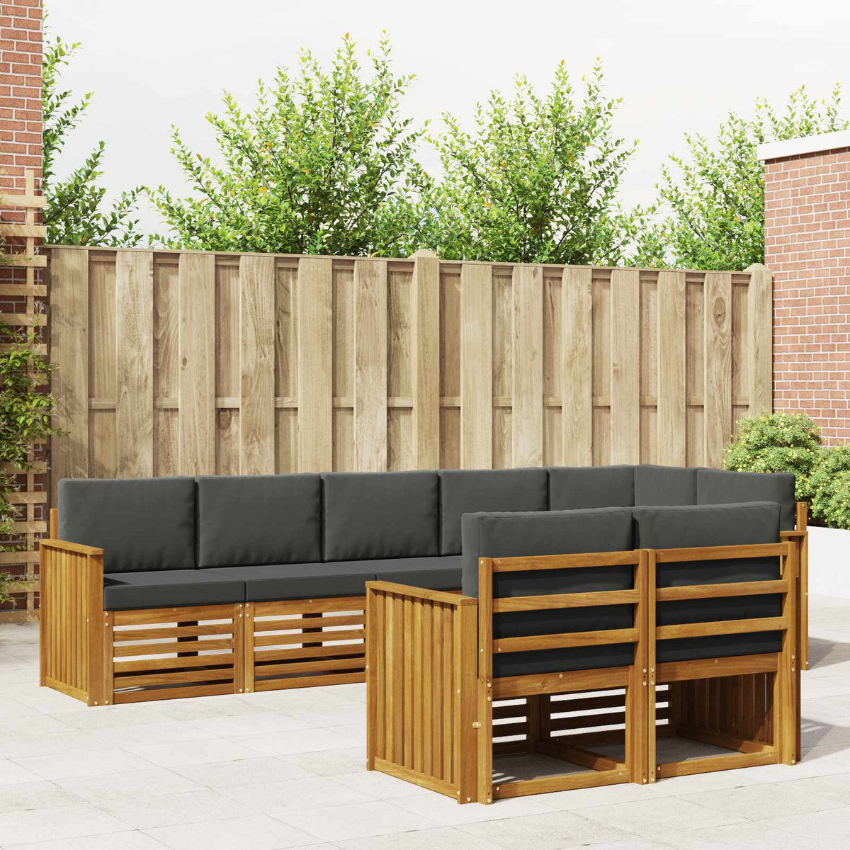 Sofa Sets 8 pcs Natural and Anthracite Solid Acacia Wood
