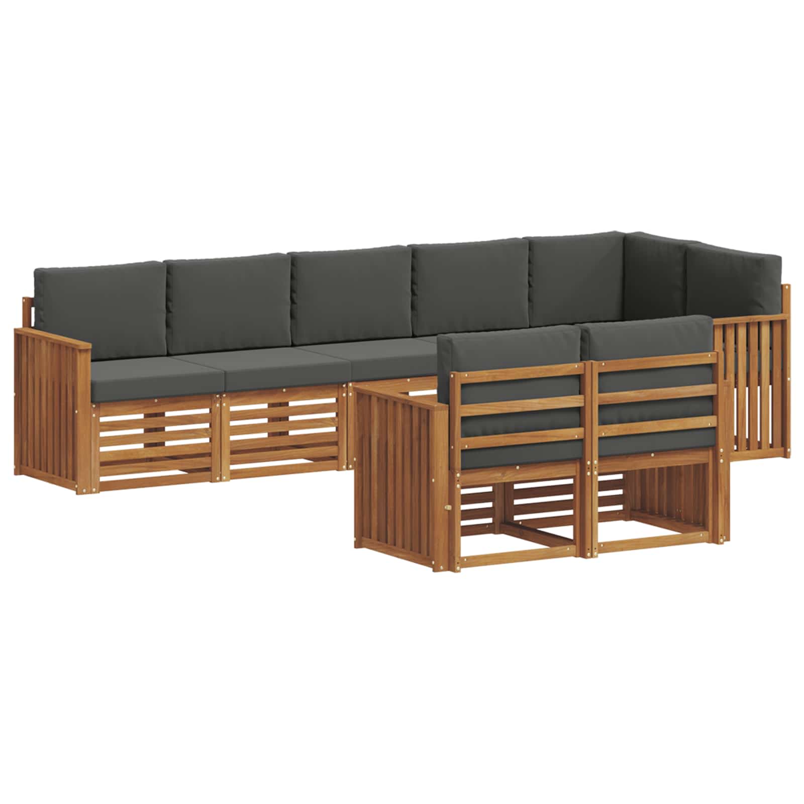 Sofa Sets 8 pcs Natural and Anthracite Solid Acacia Wood
