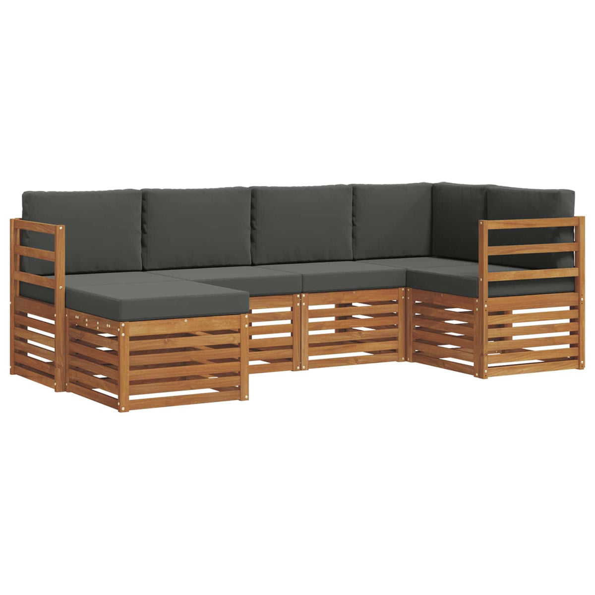 Sectional Sofa Set with Cushion 6 pcs Natural and Anthracite