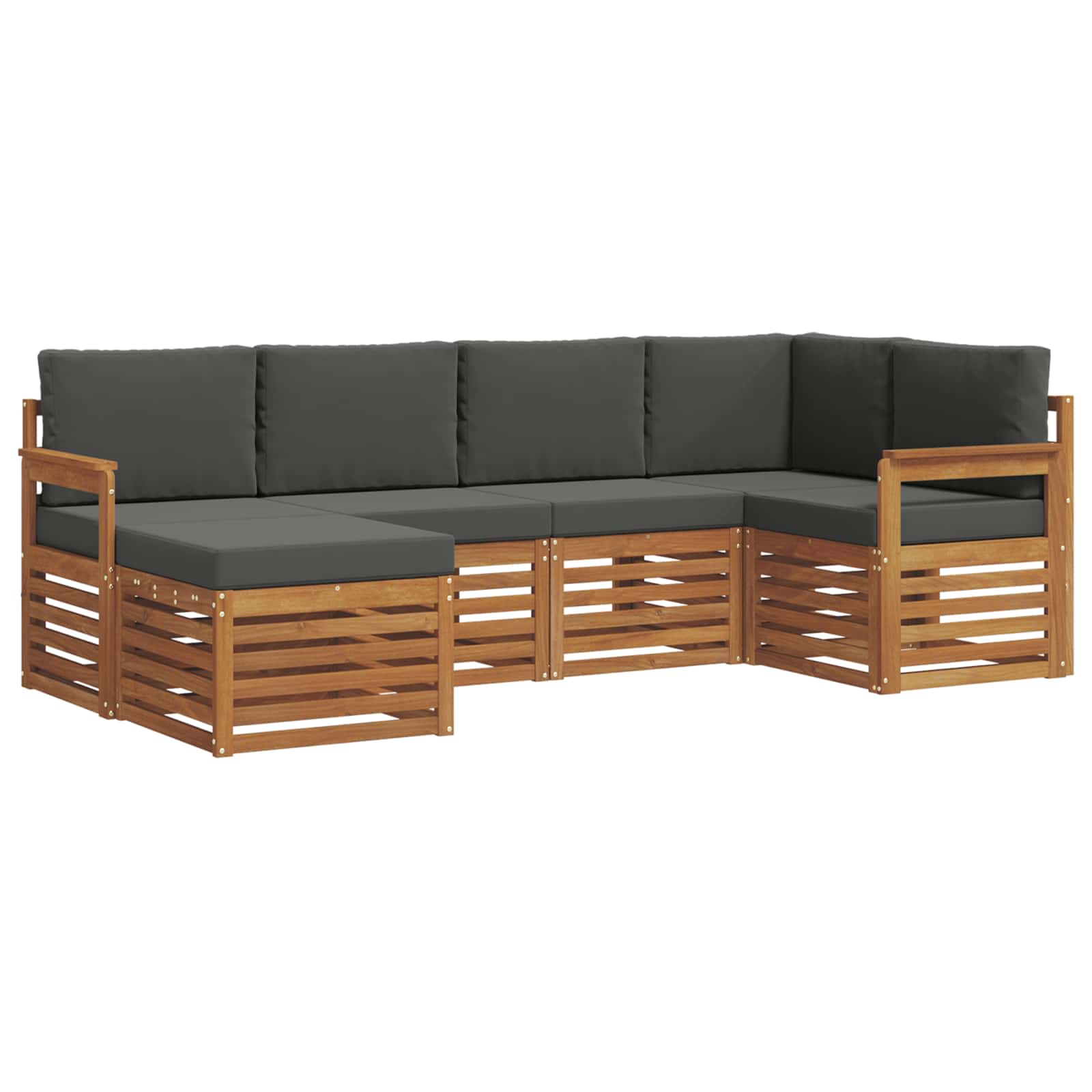 Sectional Sofa Set with Cushion 6 pcs Natural and Anthracite