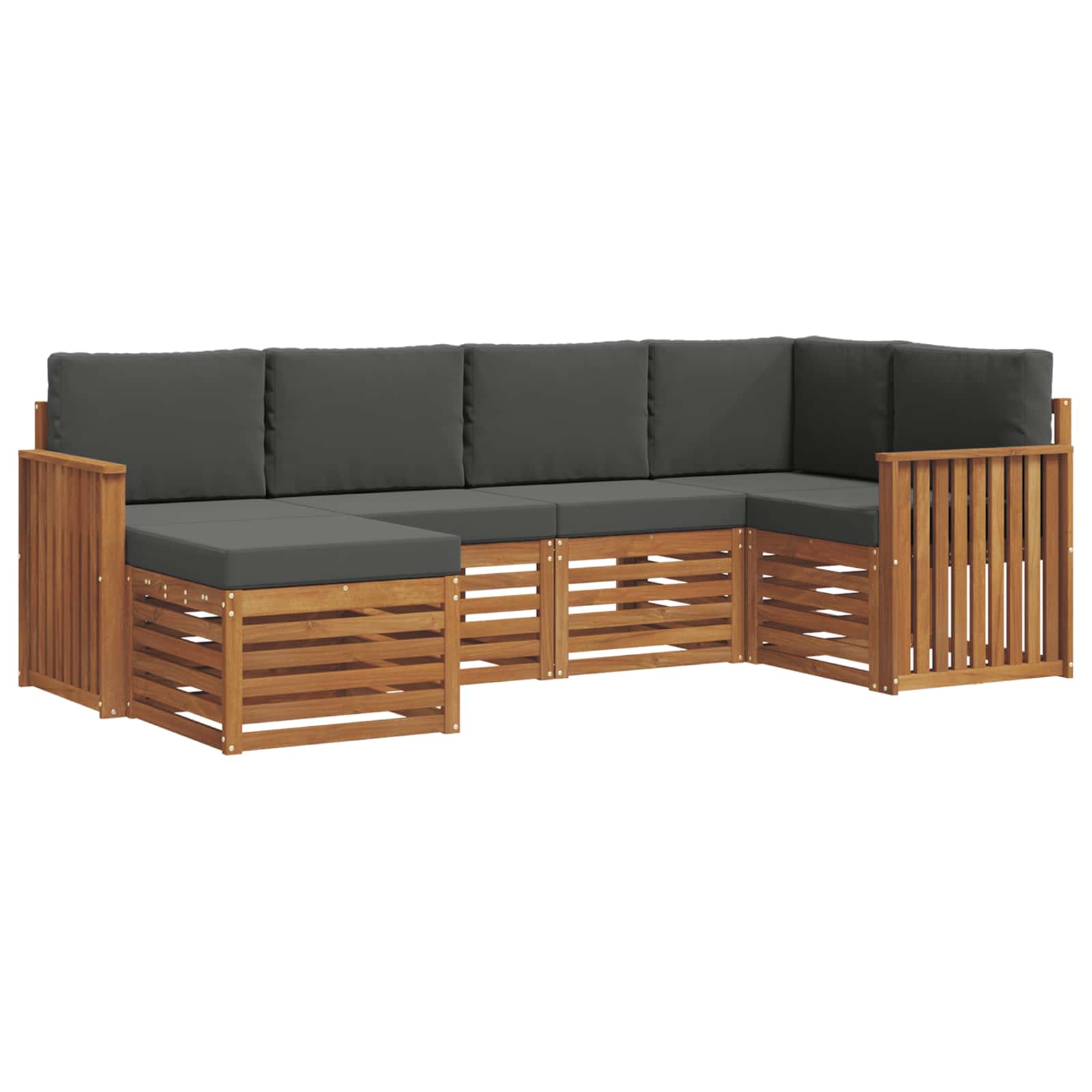 Sectional Sofa Set with Cushion 6 pcs Natural and Anthracite