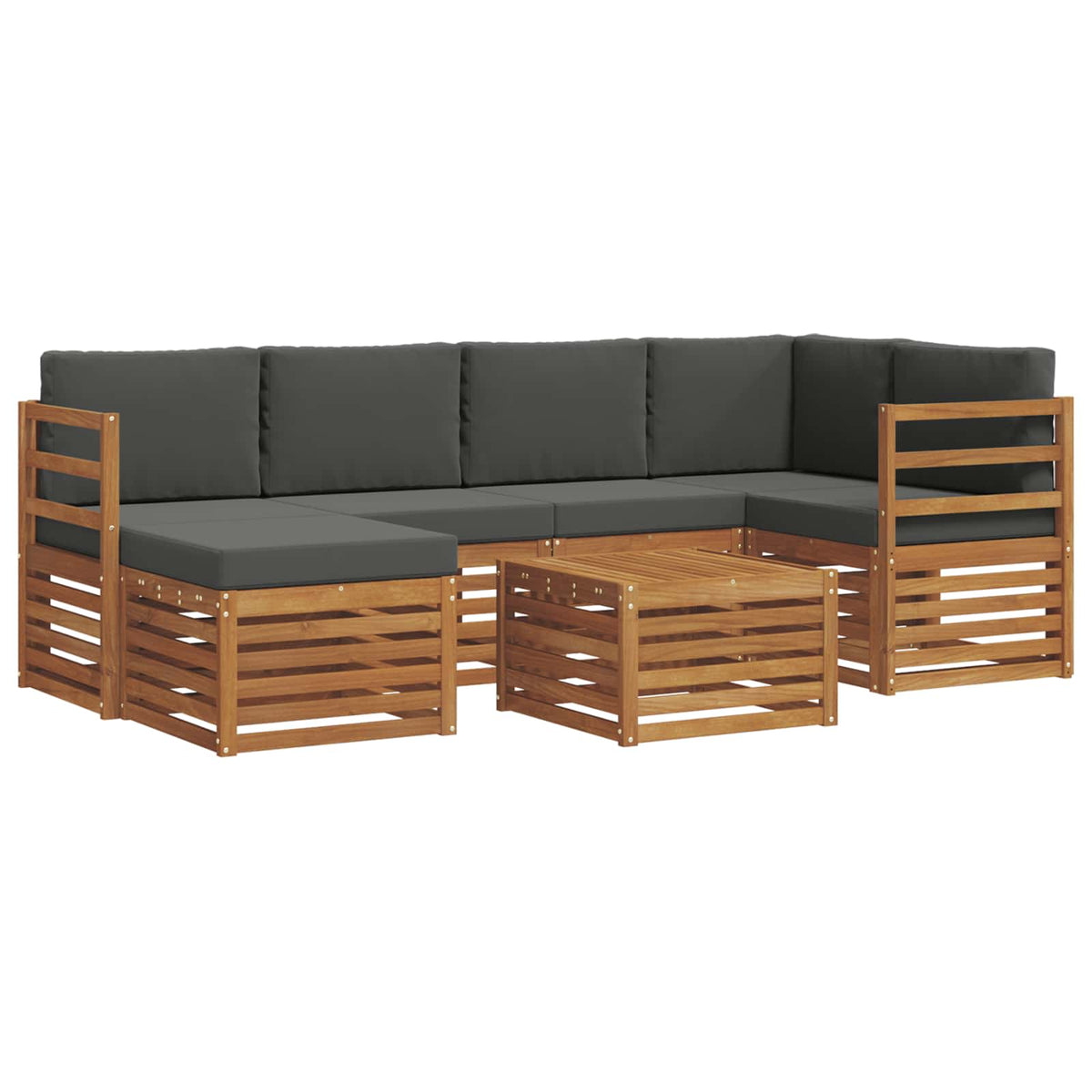 Sectional Sofa Set with Cushion 7 pcs Natural and Anthracite