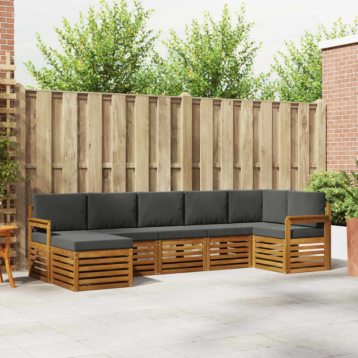 Sectional Sofa Set with Cushion 7 pcs Natural and Anthracite